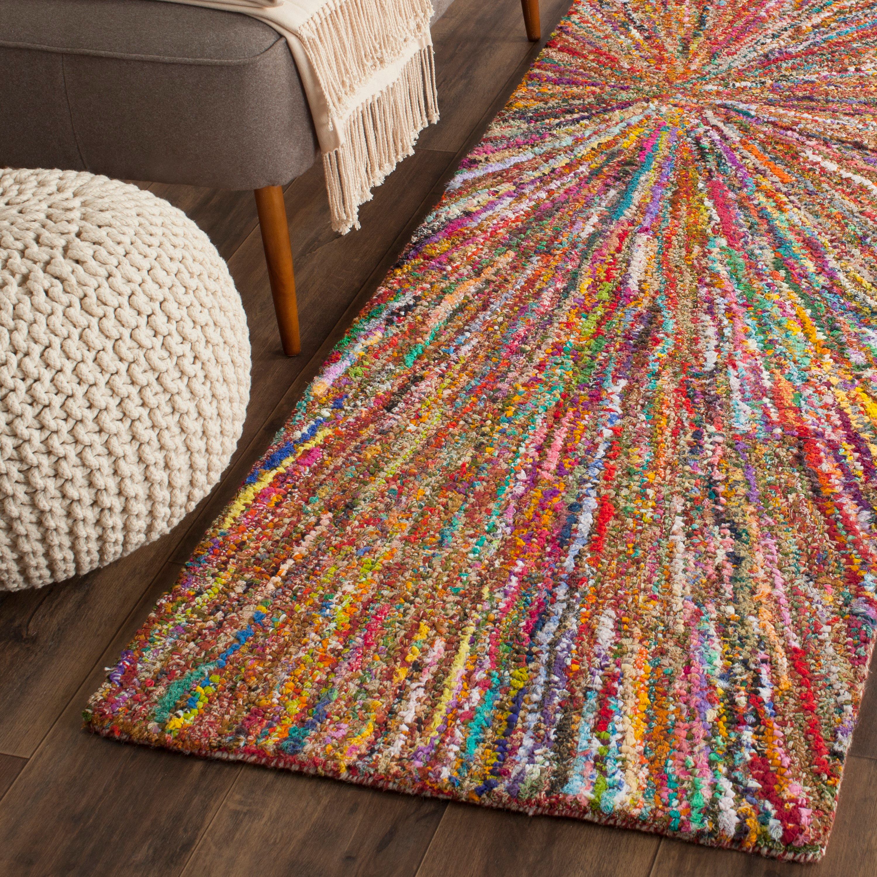 Handmade Multicolor Cotton Bohemian Runner Rug, 2'3" x 7'