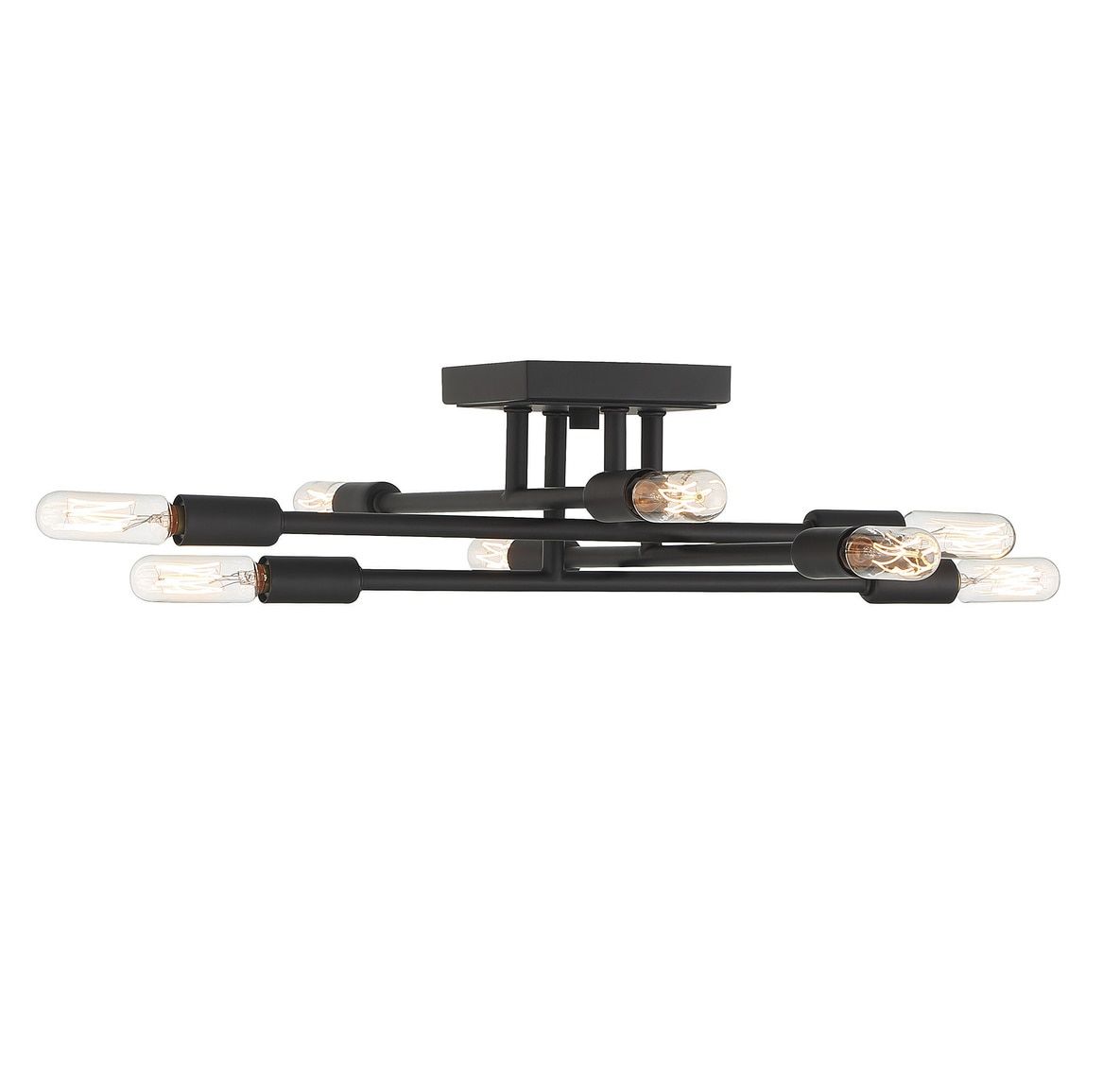 Matte Black Nickel 8-Light Contemporary Semi-Flush Mount