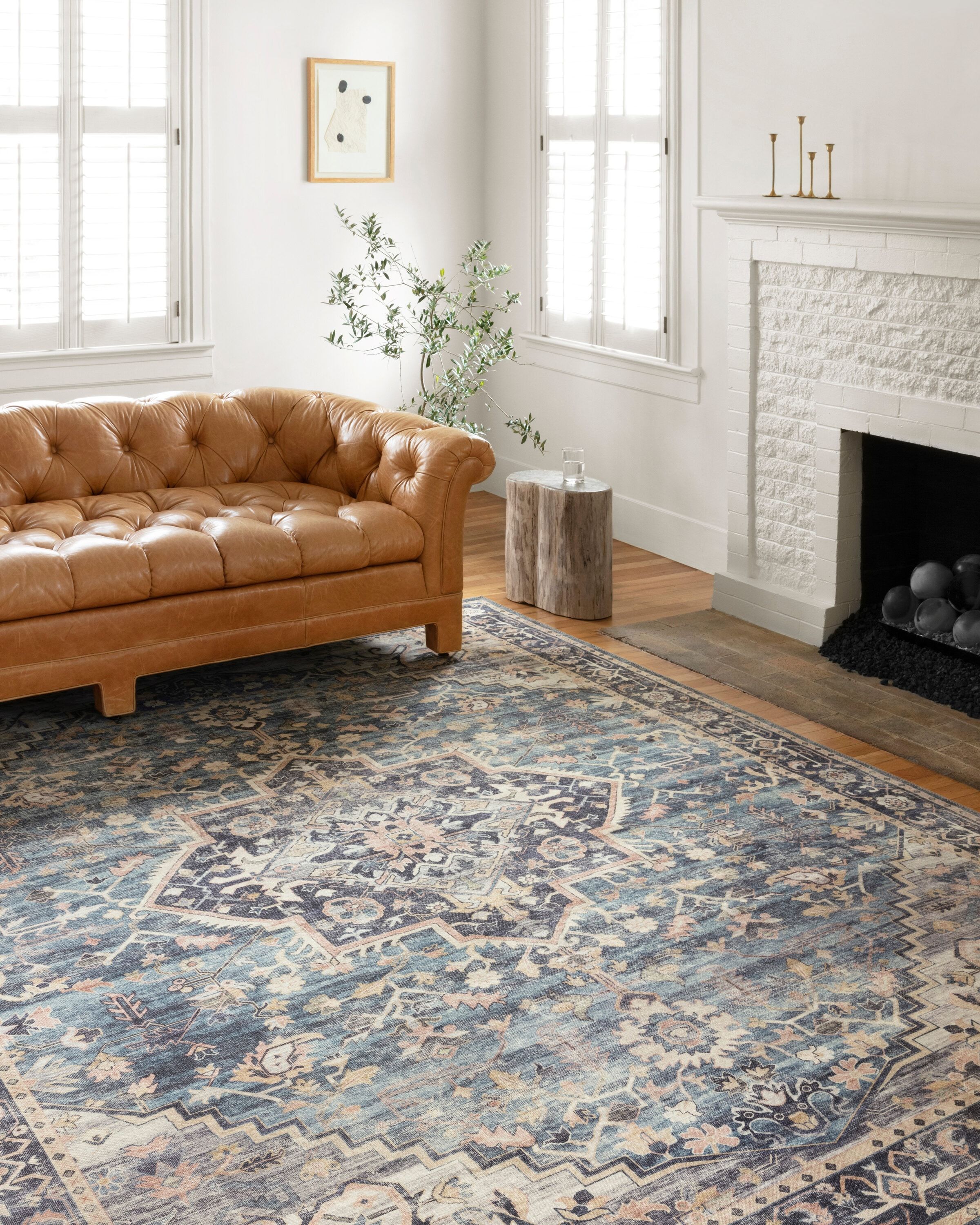 Hathaway Navy and Multi Traditional Distressed Area Rug