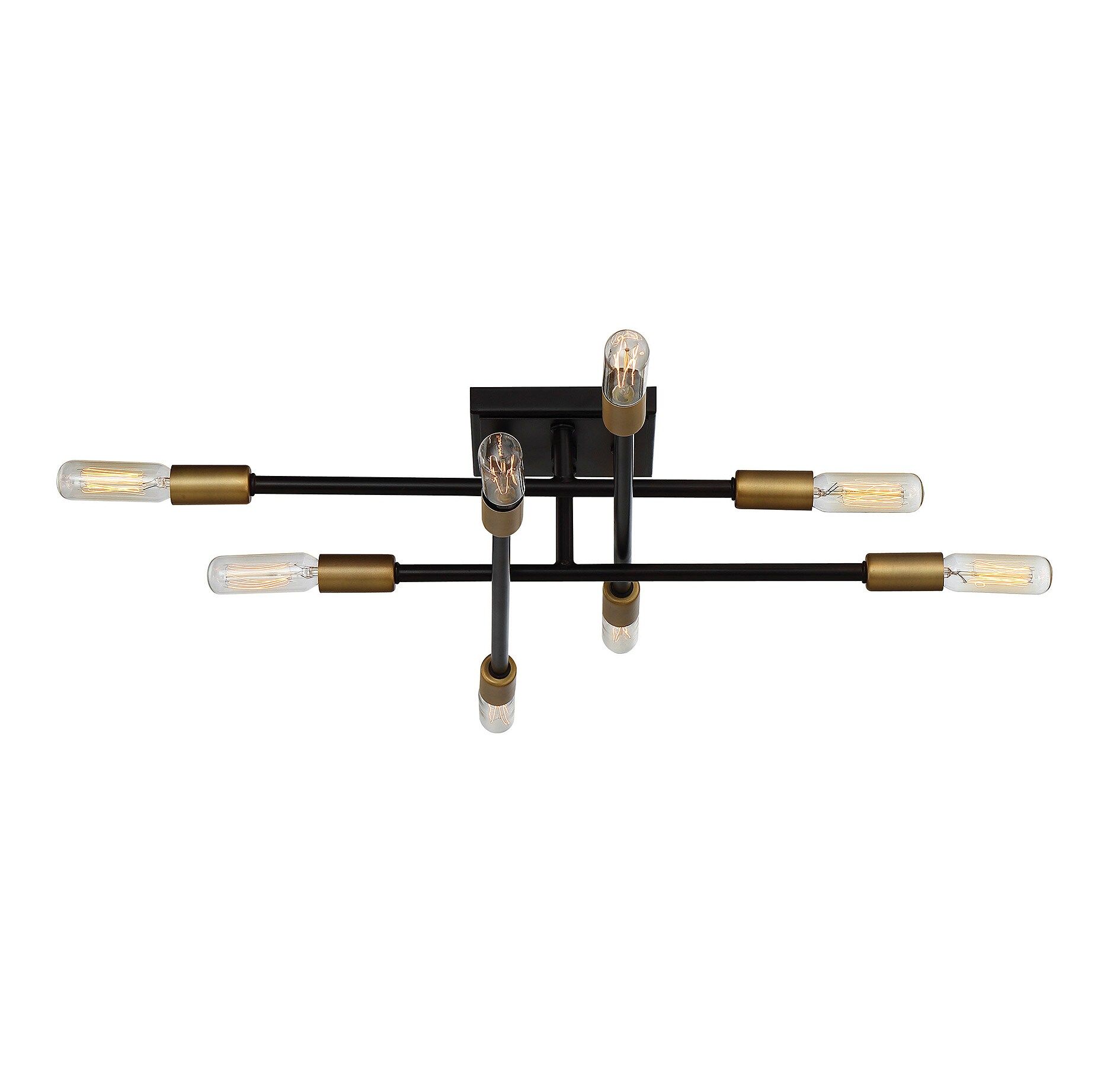 Bronze and Brass 8-Light Semi-Flush Mount Ceiling Fixture