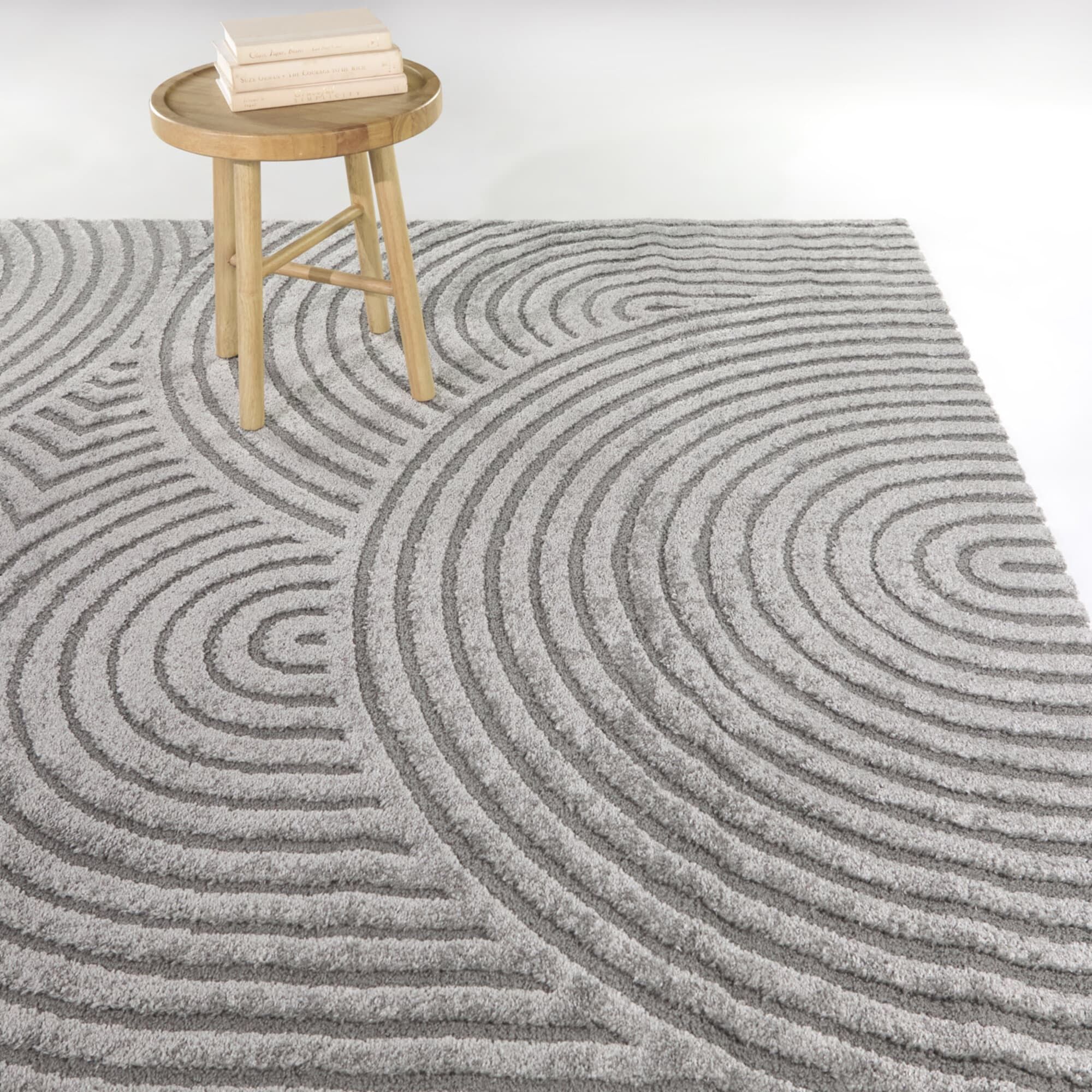 Gray 78'' Square Synthetic Easy Care Area Rug