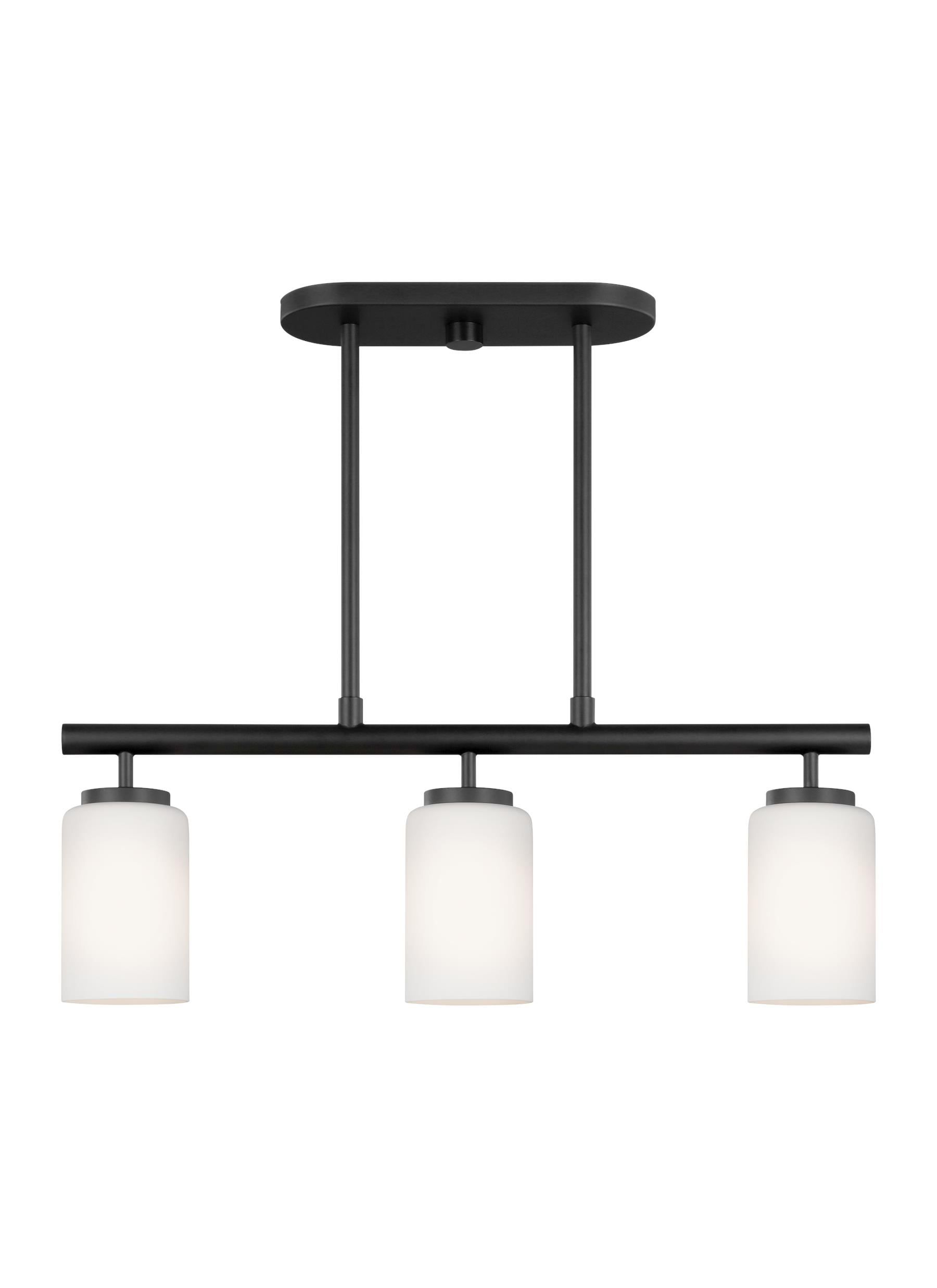 Midnight Black Glass Three Light Island Pendant
