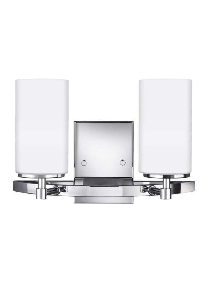 Alturas Chrome Cylinder 2-Light Wall Sconce with Etched White Glass
