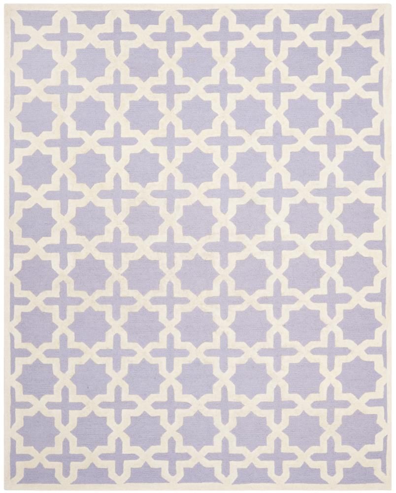 Lavender and Ivory Hand-Tufted Wool 9' x 12' Area Rug