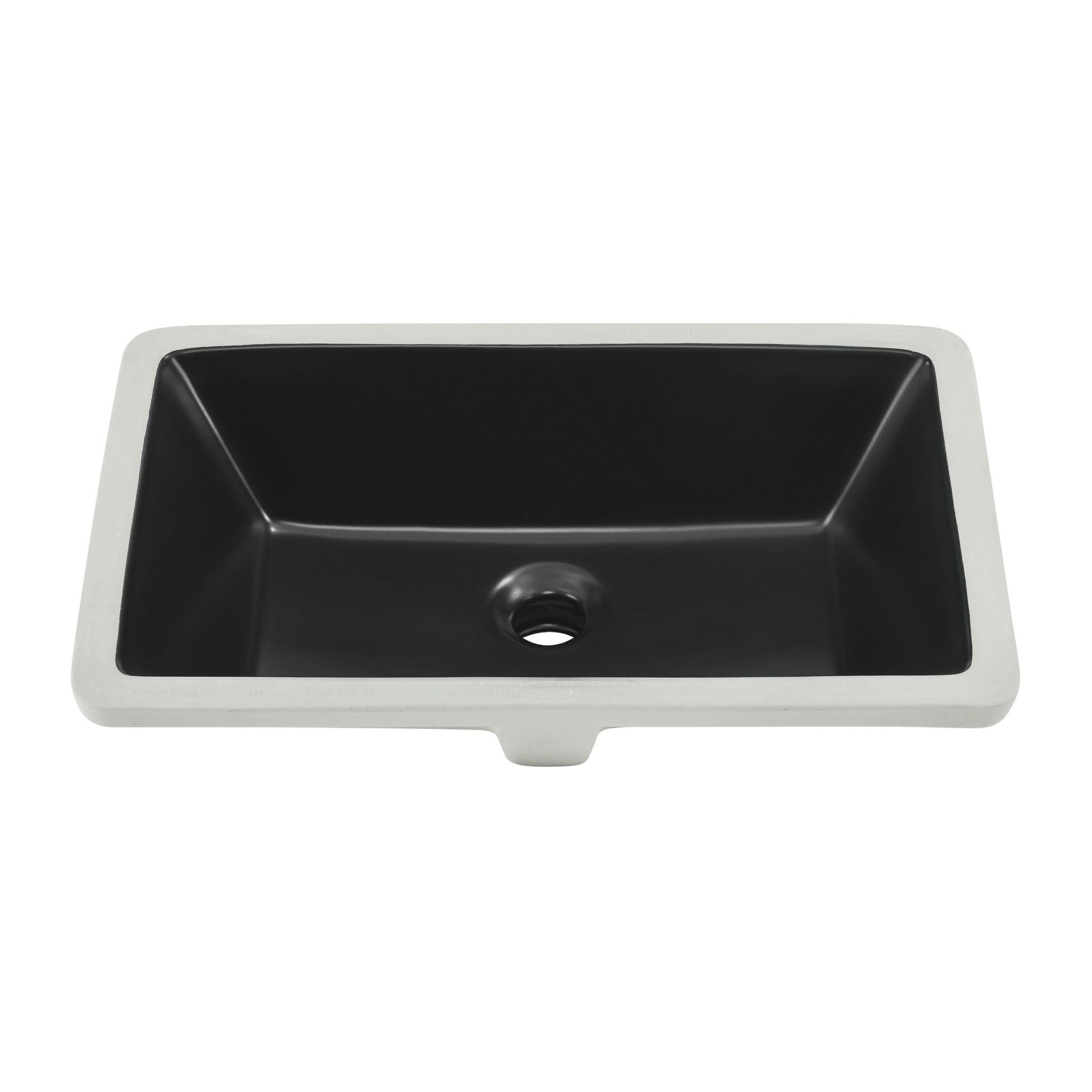 Matte Black Ceramic Rectangular Undermount Bathroom Sink