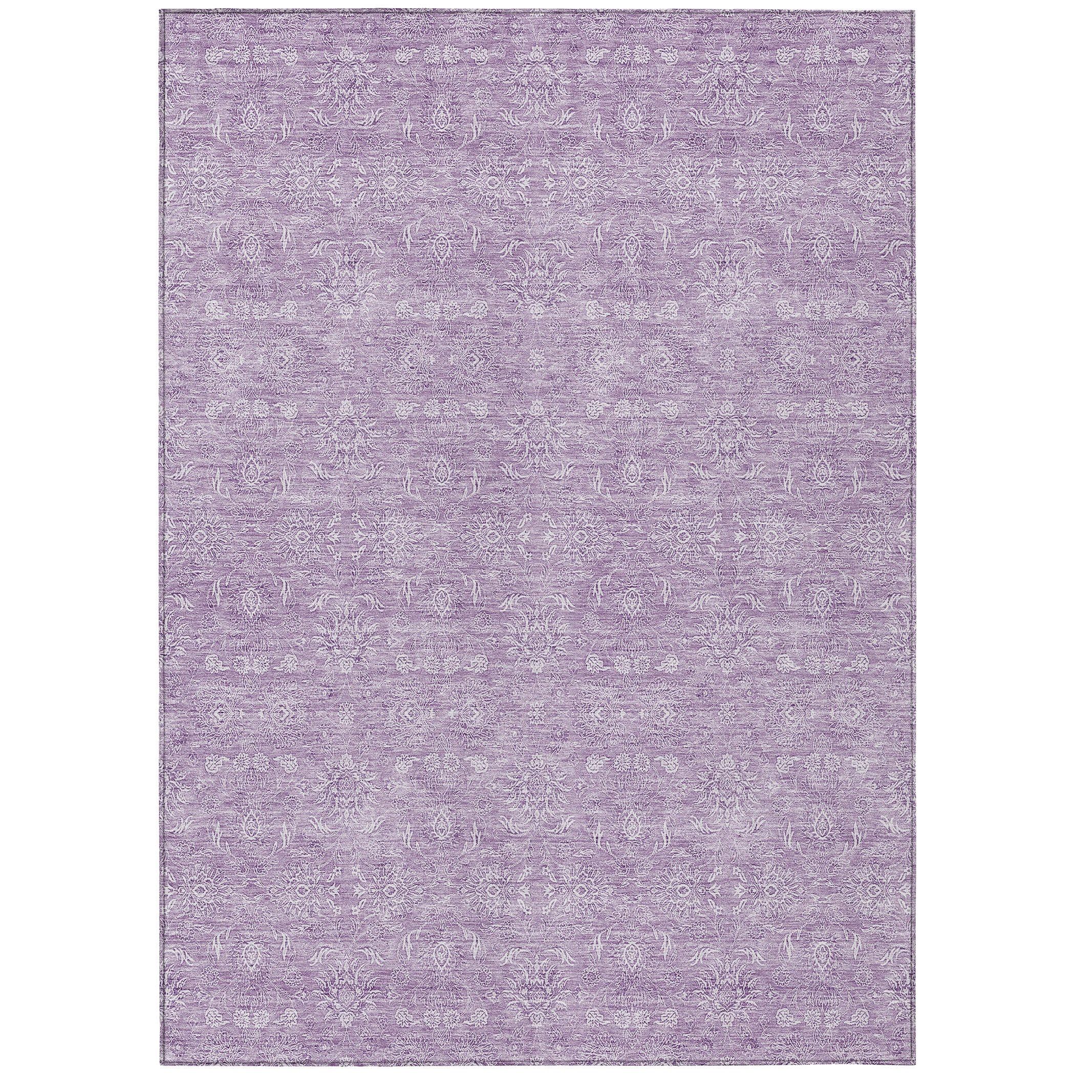 Lavender Synthetic Flat Woven Round Washable Area Rug