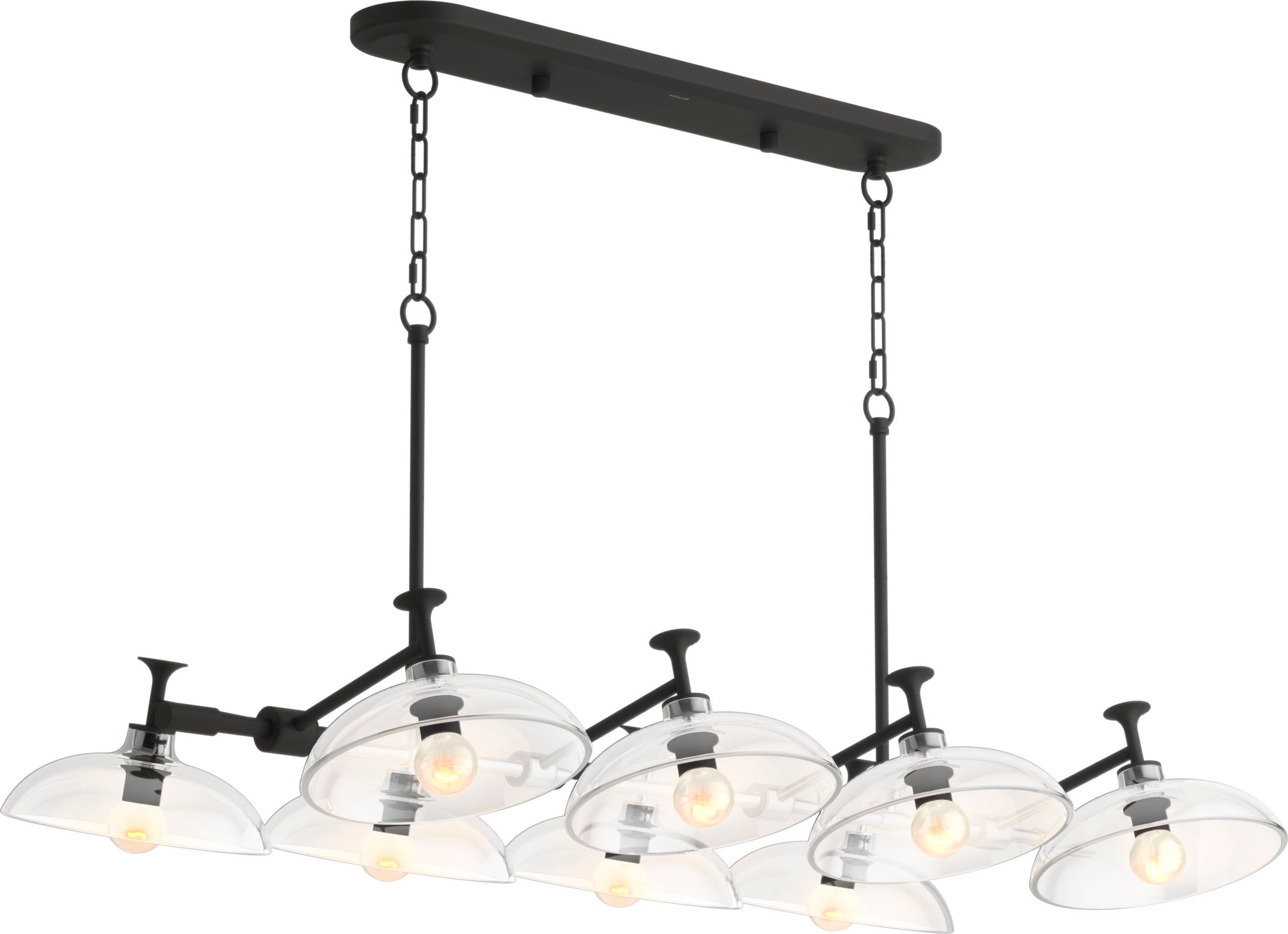 Tone 41" Matte Black Midcentury Modern Eight-Light Chandelier