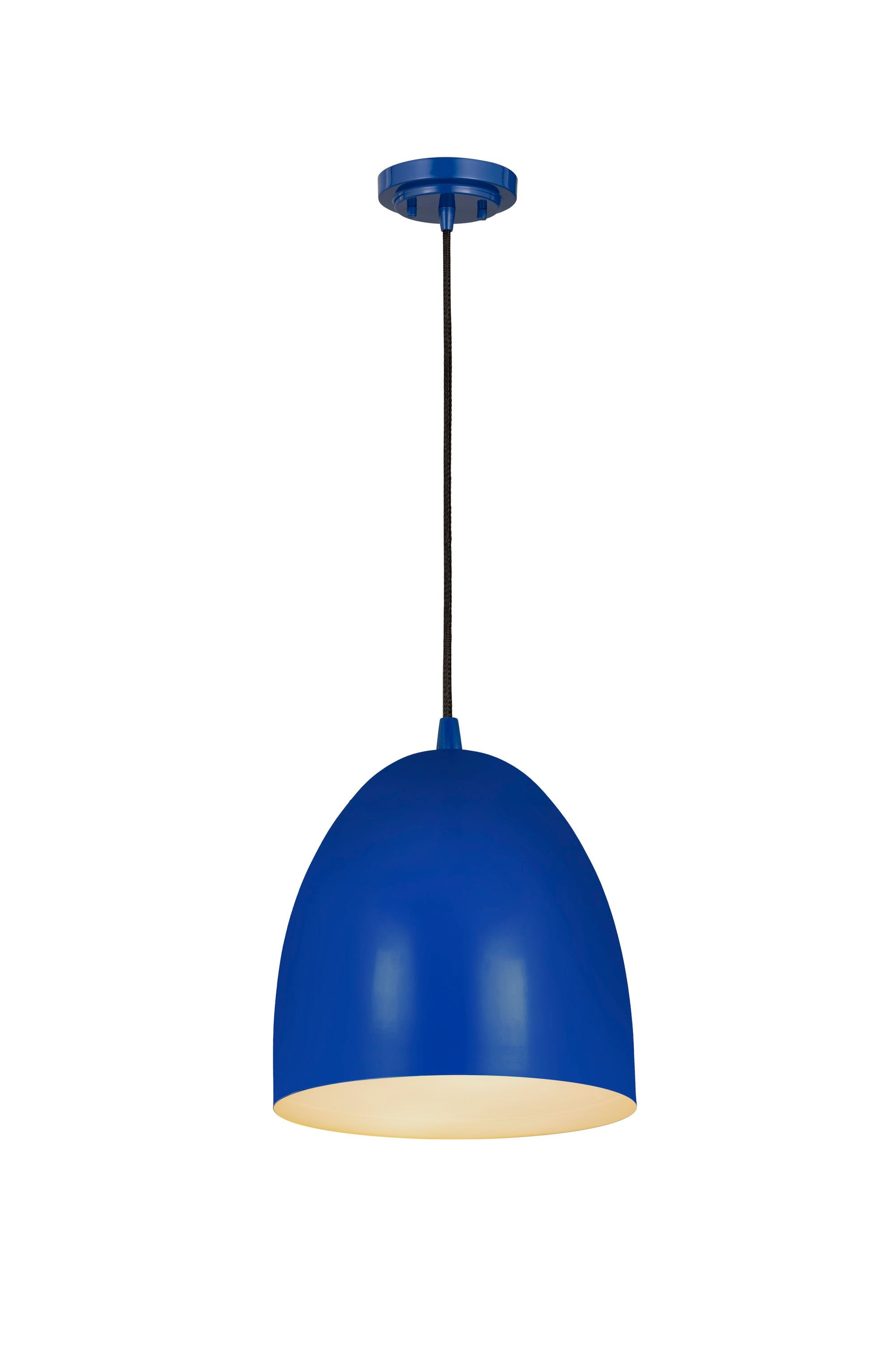 Blue Dome LED Pendant Light with Black Cord