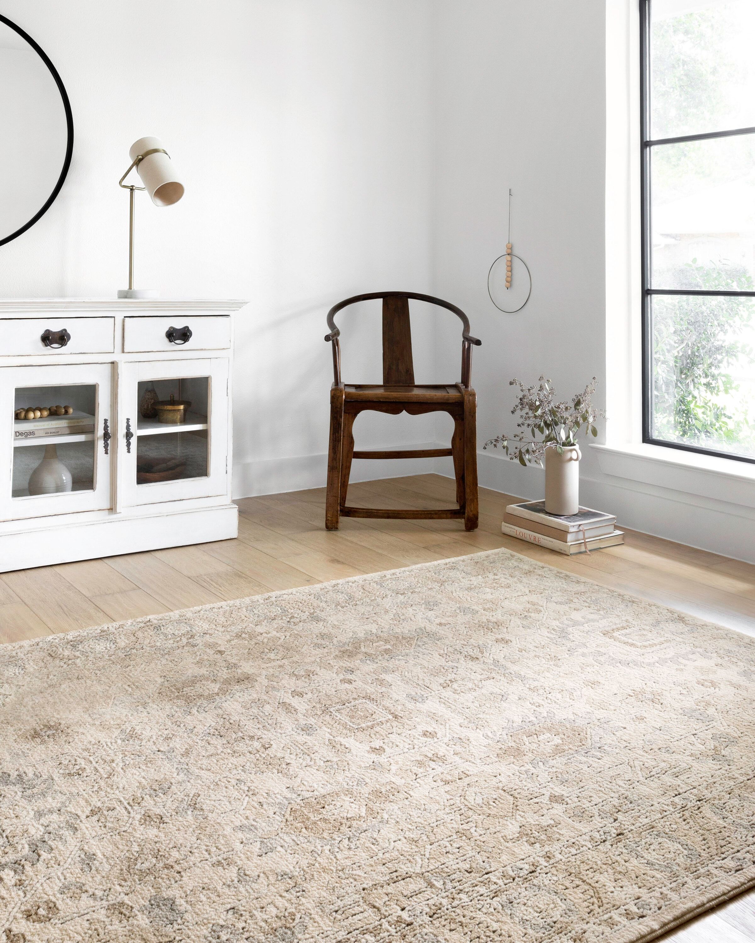 Ivory and Sand Rectangular Oriental Synthetic Area Rug
