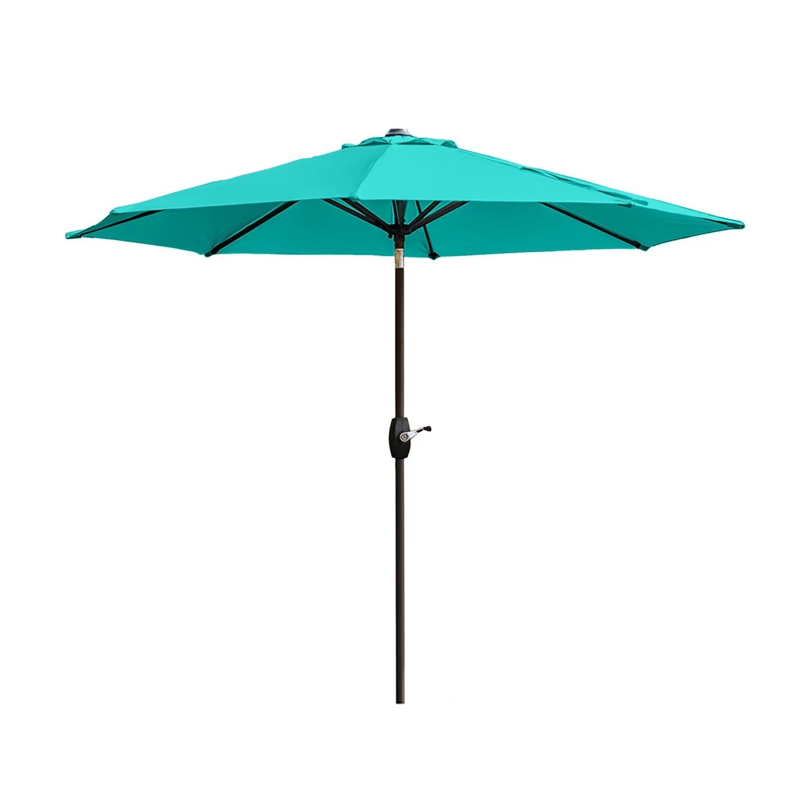 Turquoise 9-Foot Steel Patio Umbrella with Tilt and Crank