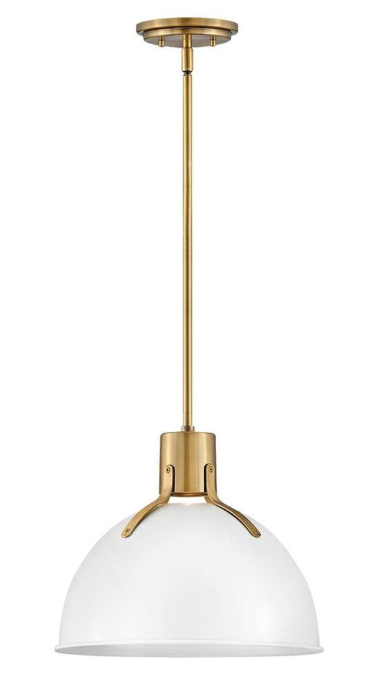 Argo Polished White 14" LED Bowl Pendant with Vintage Industrial Design