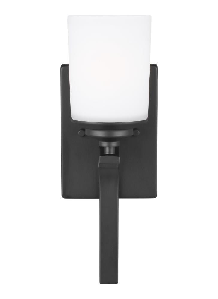 Midnight Black 15" Vanity Wall Sconce with Etched White Glass