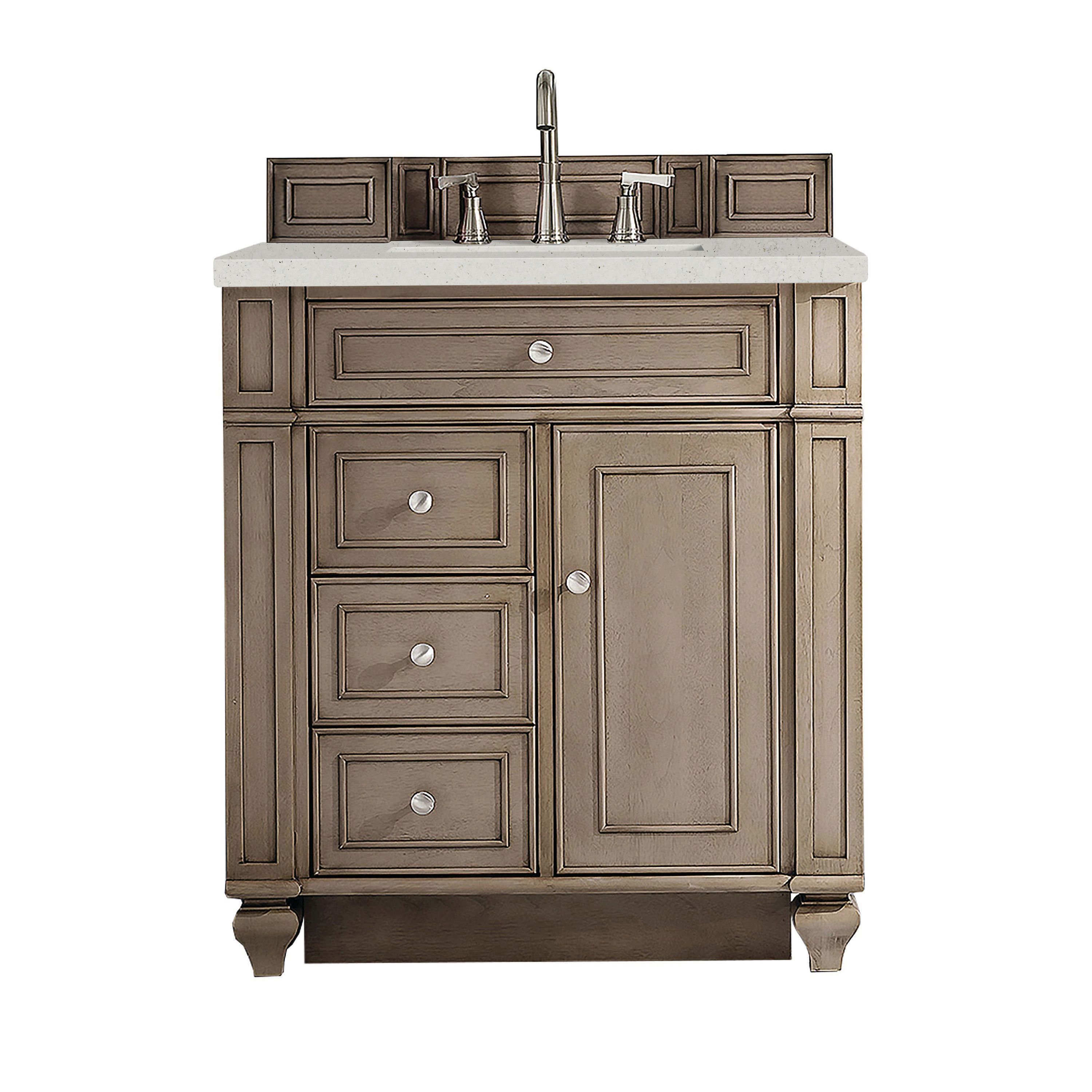 Bristol 30'' Dark Wood Single Vanity with Porcelain Sink