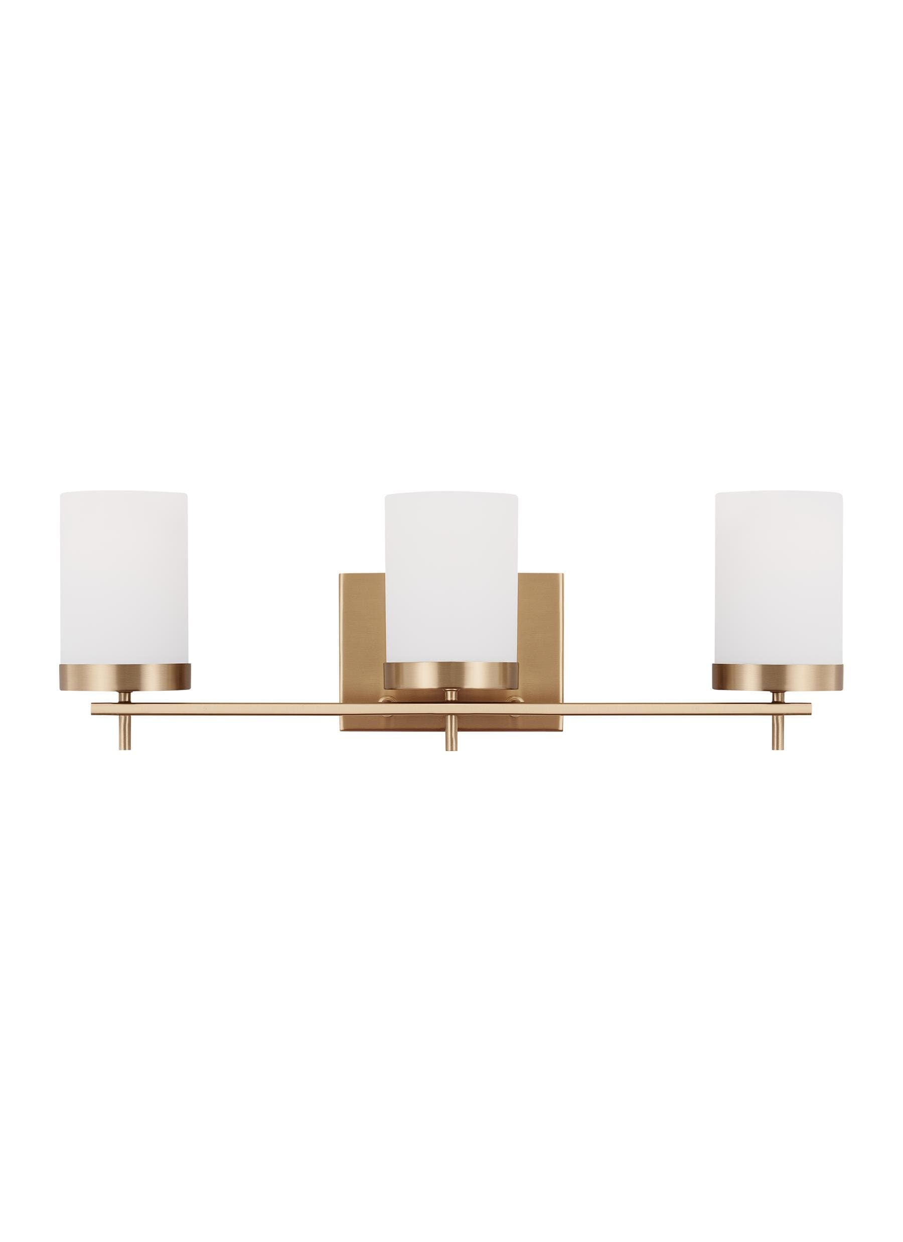 Satin Brass 3-Light Modern Vanity Wall Sconce with Etched Glass