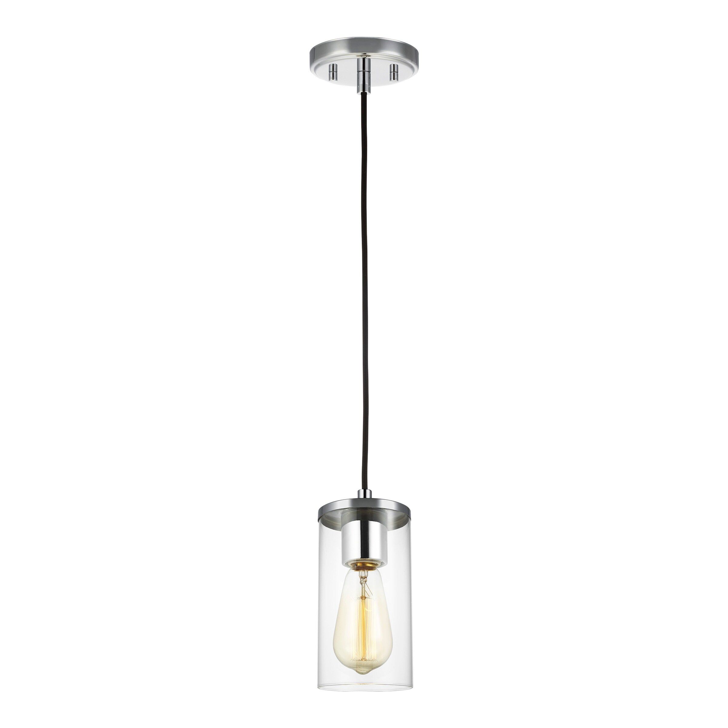 Zire Chrome Mini Pendant Light with Clear Glass Shade