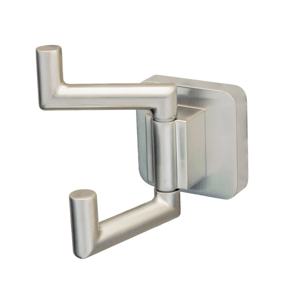 Brushed Nickel Modern Double Robe Hook with Square Base