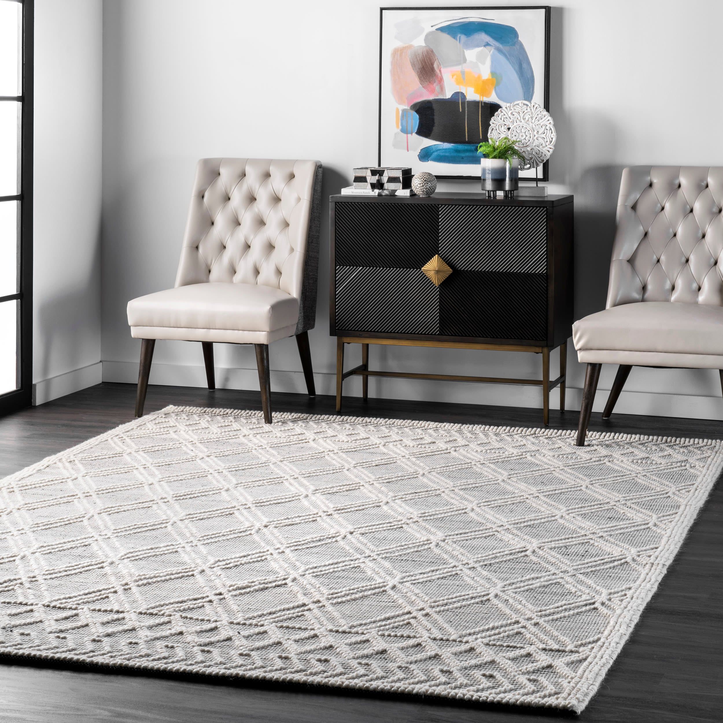 Handmade Gray Wool Trellis 4' x 6' Easy Care Area Rug