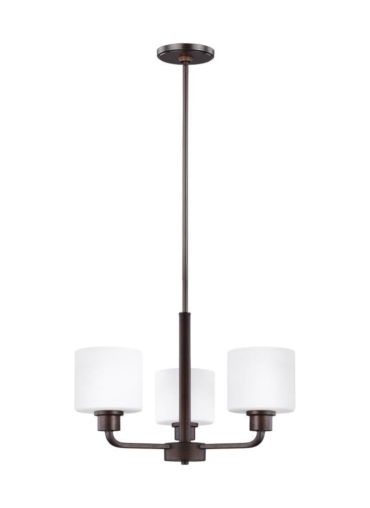 Bronze Elegance 3-Light Incandescent Drum Chandelier with Etched Glass