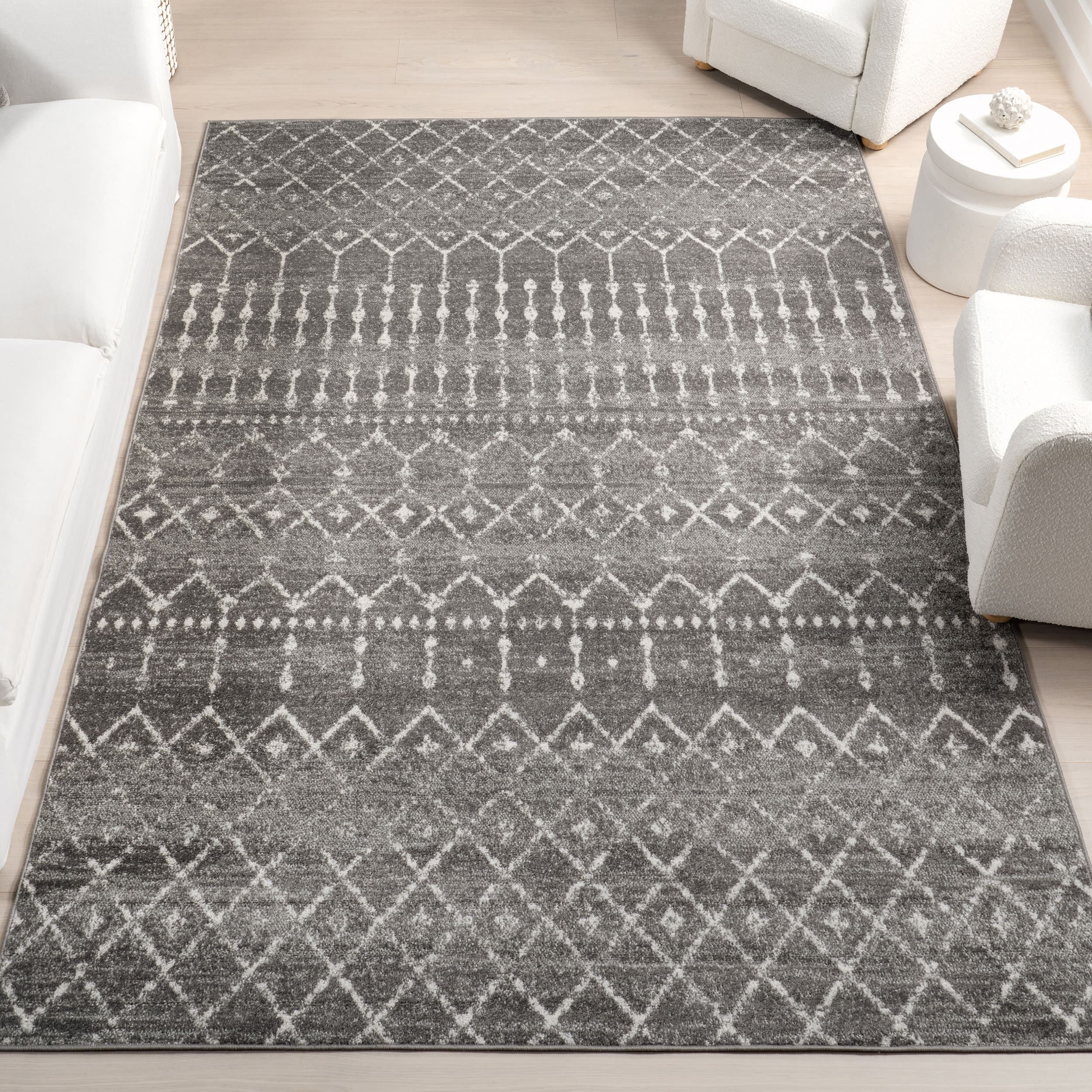 Handmade Dark Grey Geometric Oval 5' x 7' Synthetic Rug