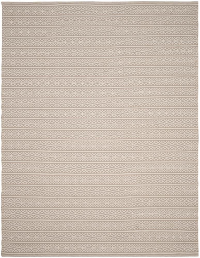 Ivory and Grey 9' x 12' Handwoven Wool and Cotton Striped Area Rug