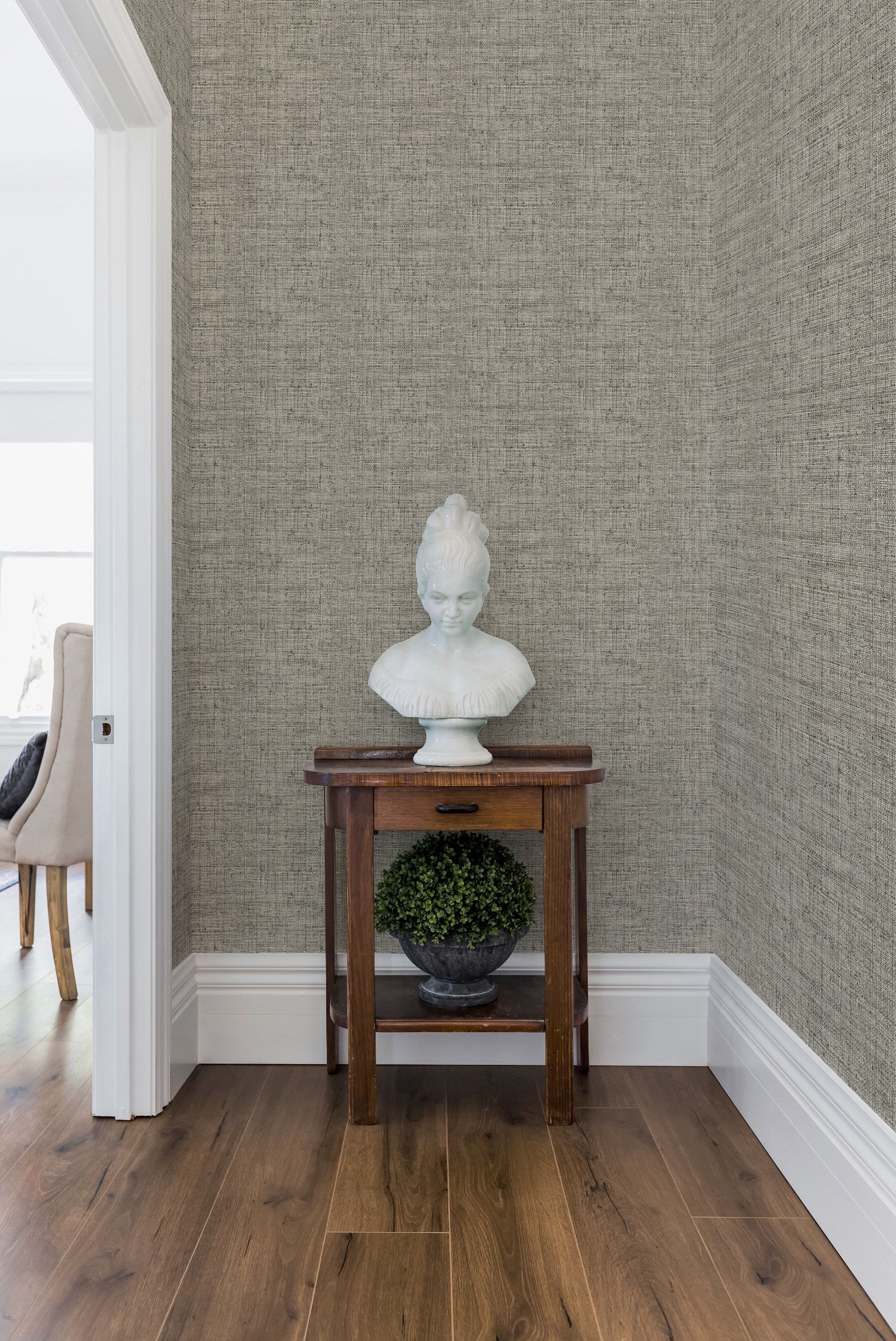 Charcoal Grasscloth Non-Woven Pre-Pasted Wallpaper