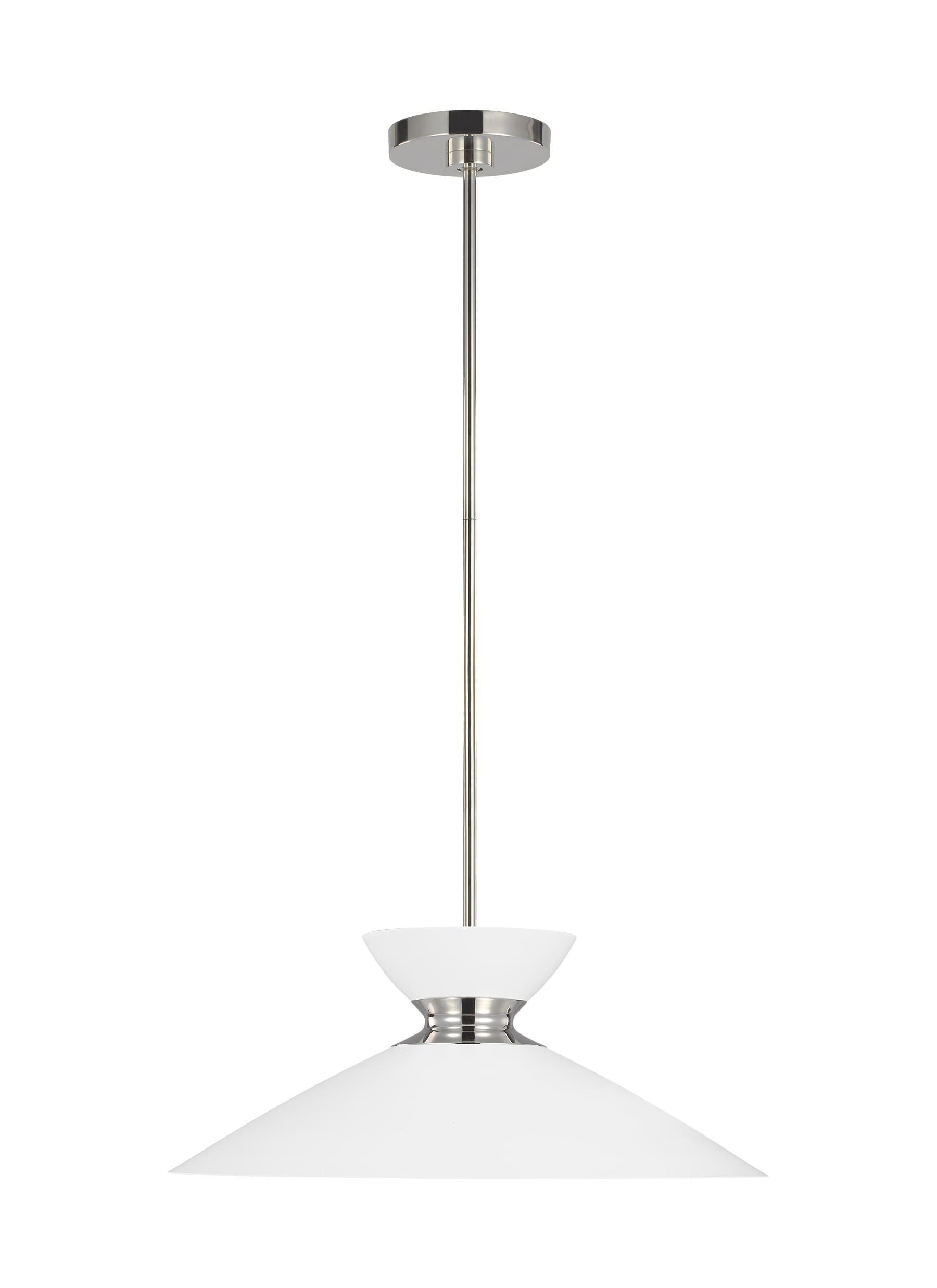 Heath Polished Nickel Indoor/Outdoor Pendant with Matte White Steel Shade