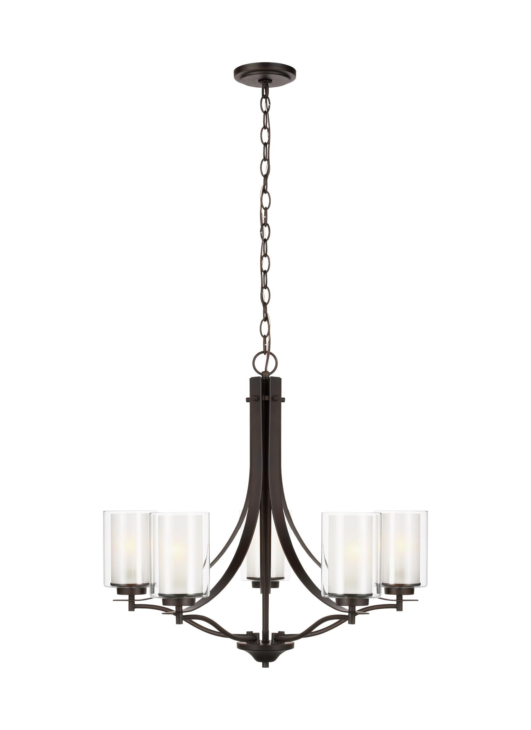 Elmwood Park 5-Light Bronze Chandelier with Satin Etched Glass