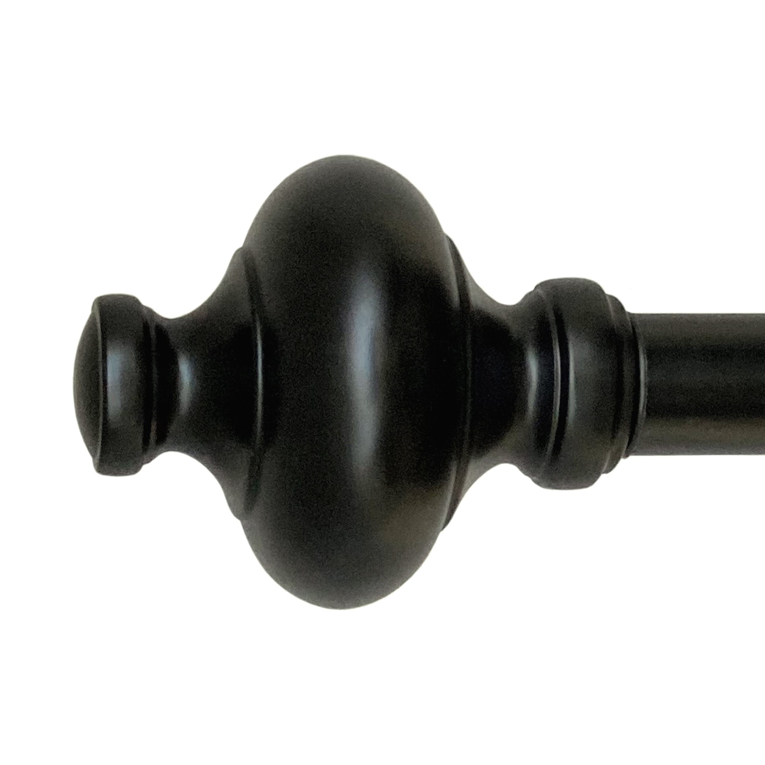 Cardiff 36-72 Inch Adjustable Black Metal Curtain Rod Set