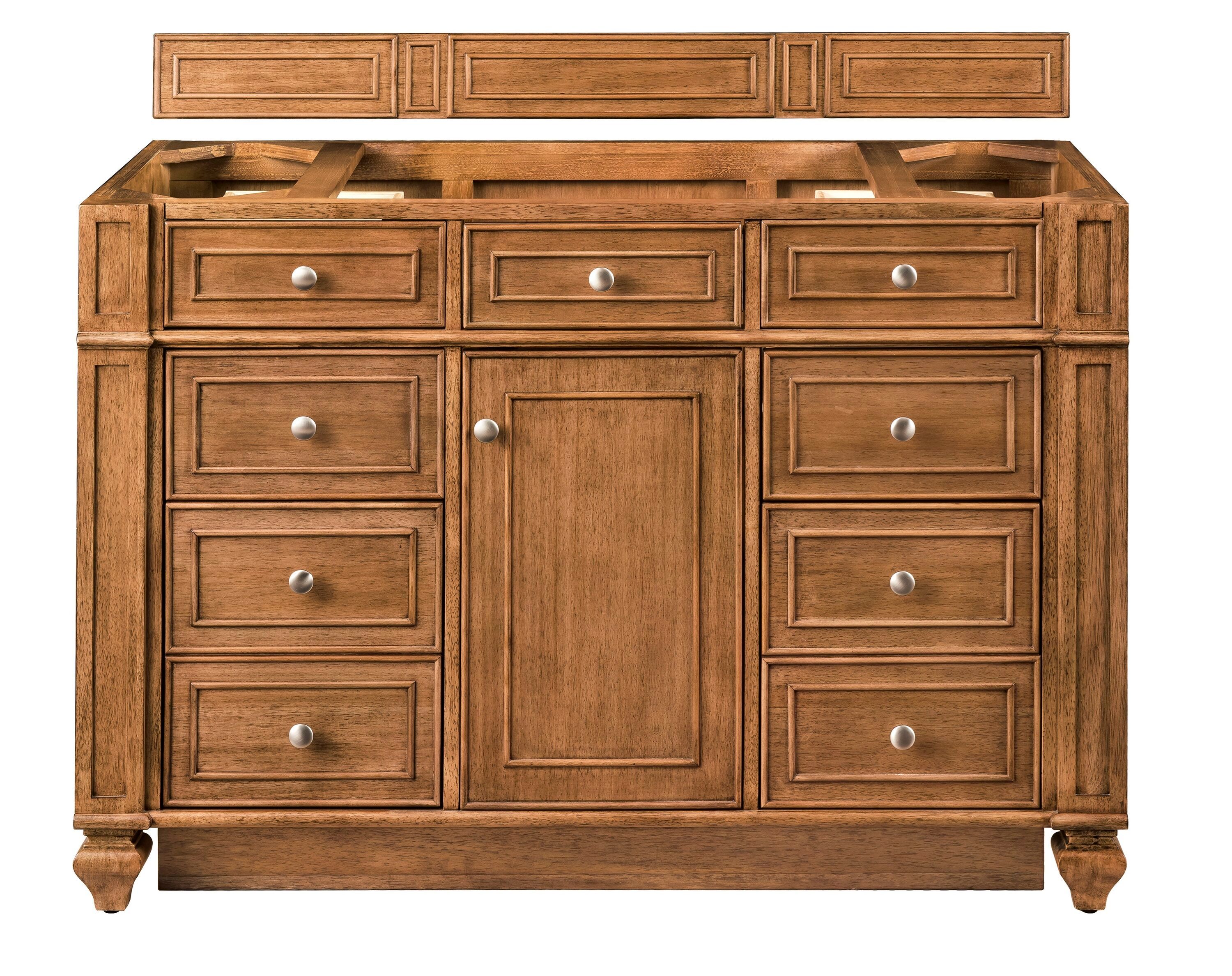 Saddle Brown 48" Single Freestanding Bathroom Vanity Base with Veneer
