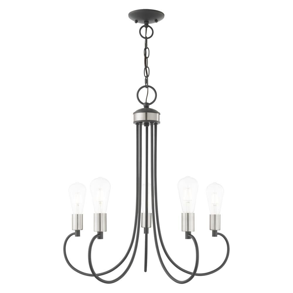 Mini Bari 5-Light Scandinavian Gray Crystal Candle Chandelier