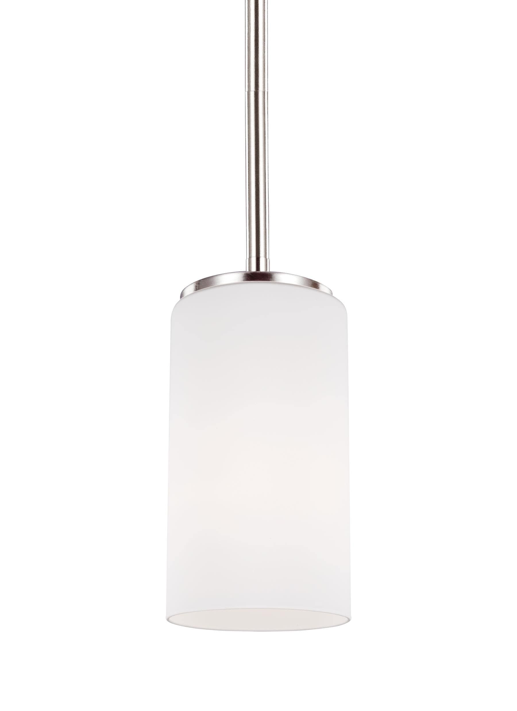 Alturas Mini-Pendant Light in Brushed Nickel with Etched White Glass