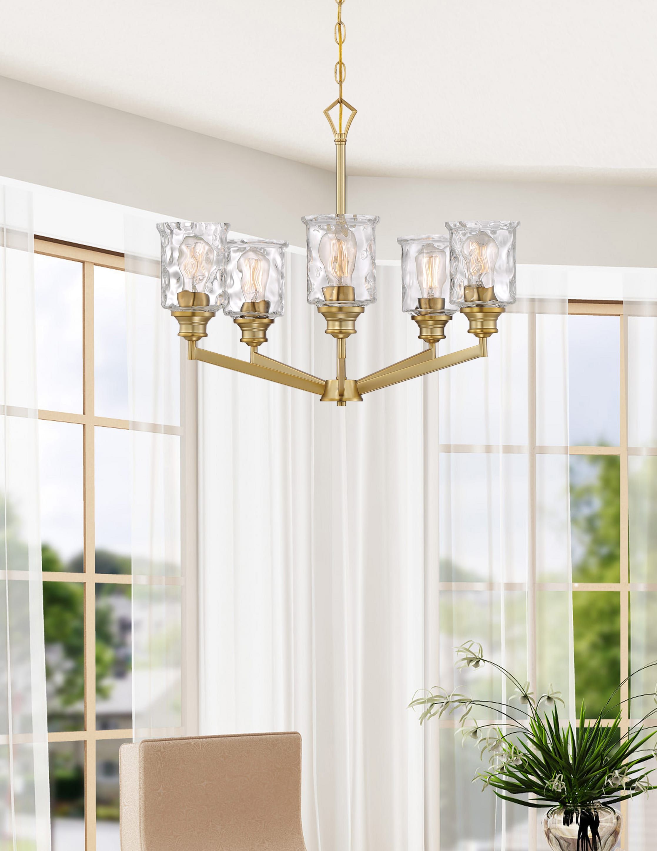 Drake 21'' Modern Brushed Gold Five Light Chandelier