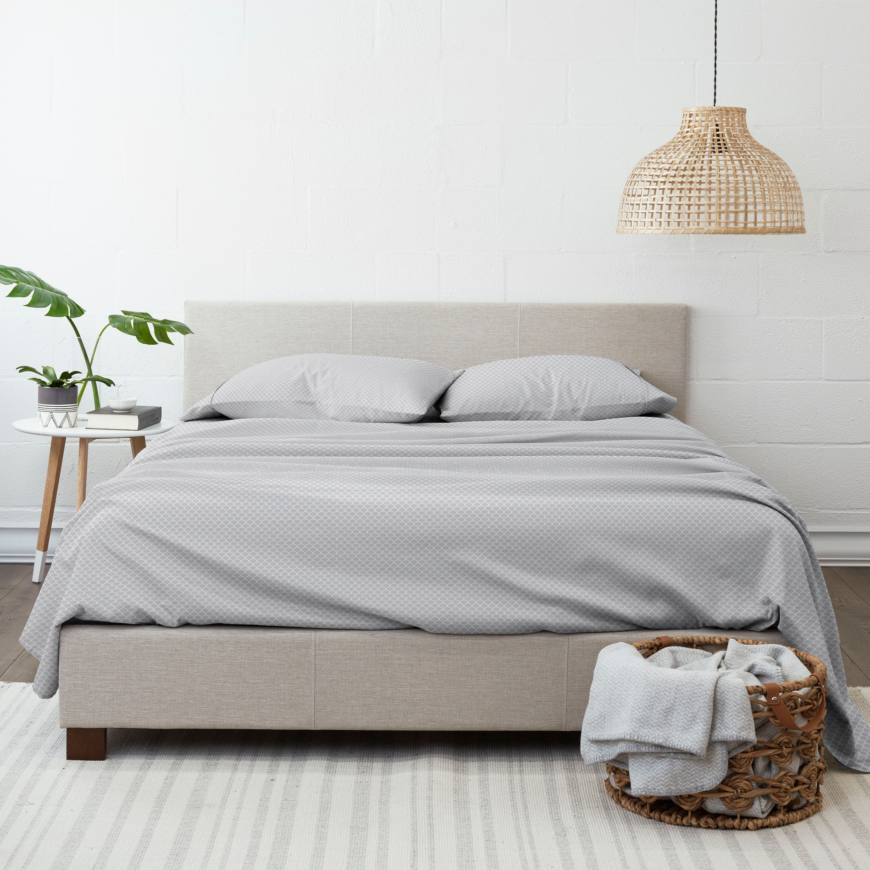 Sage Scallop Print King Deep Pocket Sheet Set