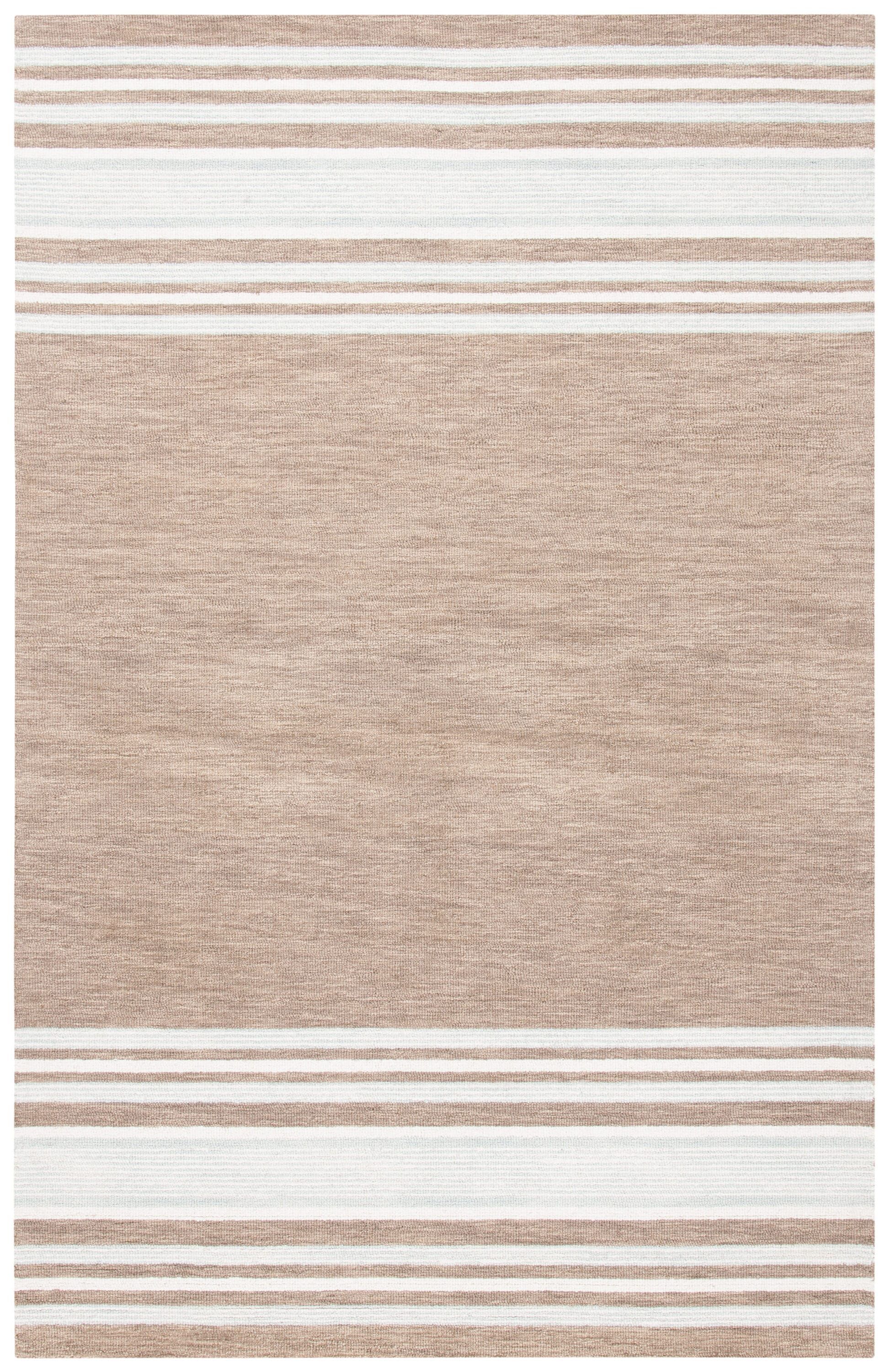 Ivory and Brown Hand-Tufted Wool Rectangular Area Rug