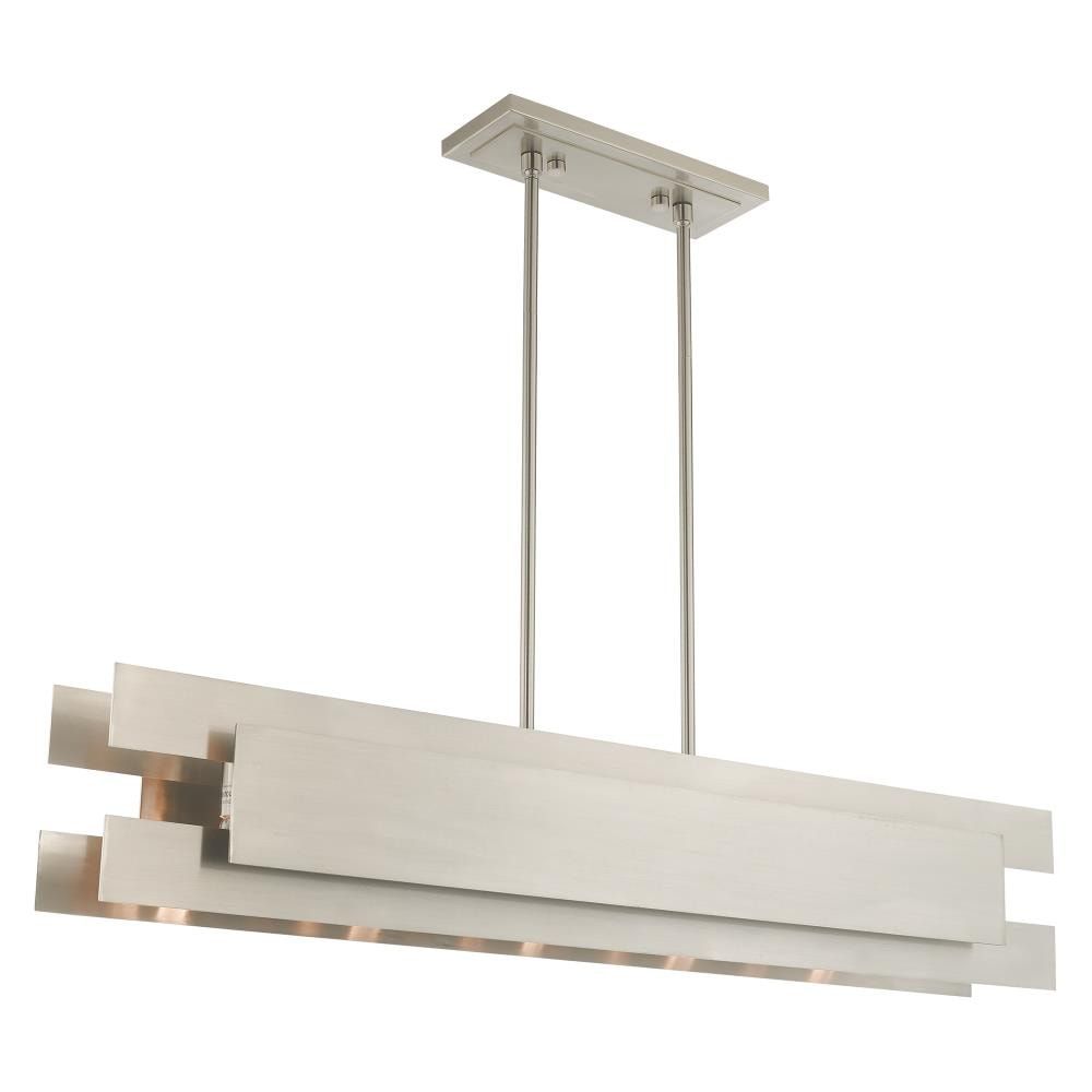 Modern Brushed Nickel 5-Light Linear Chandelier
