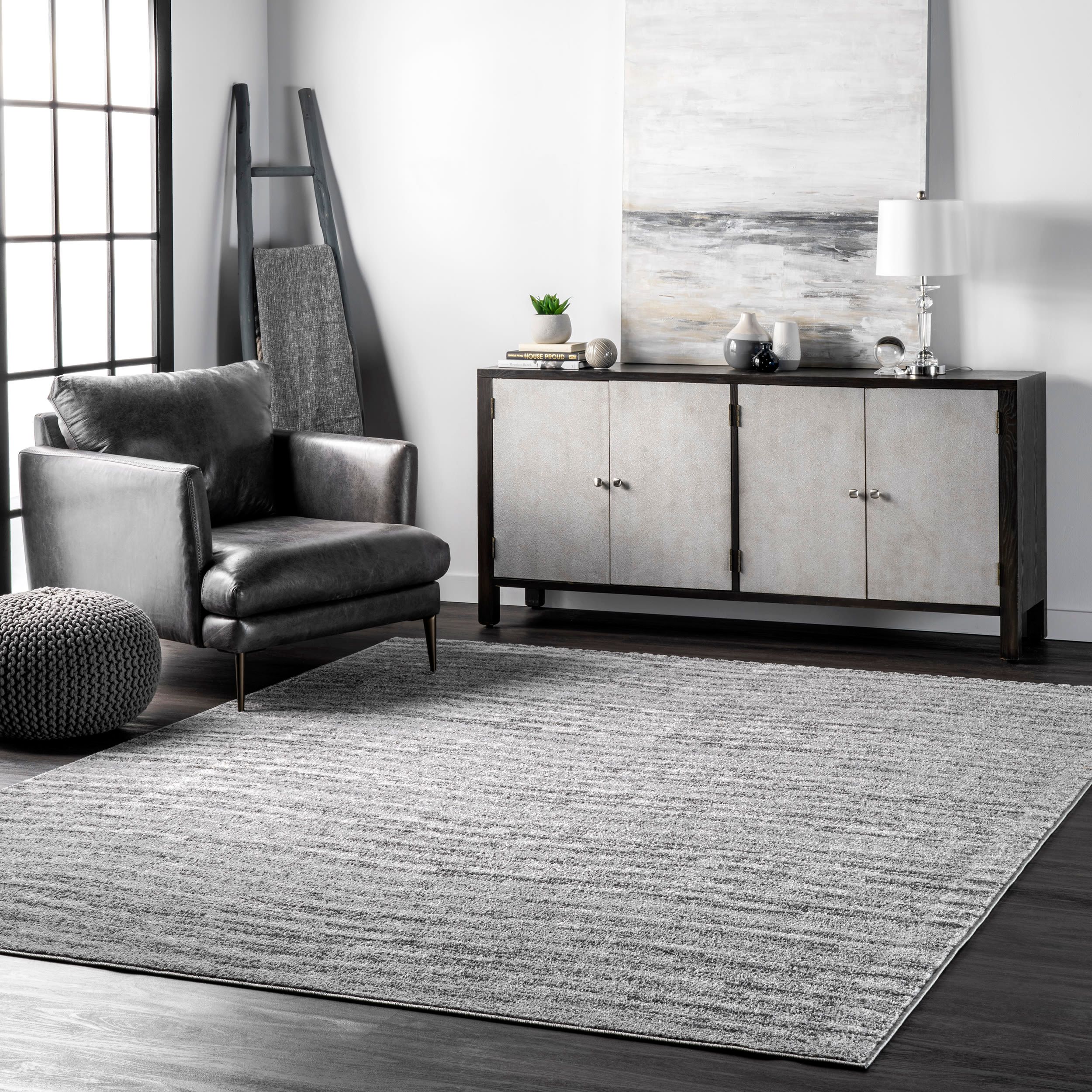 Gray Abstract Square Synthetic Easy Care Area Rug