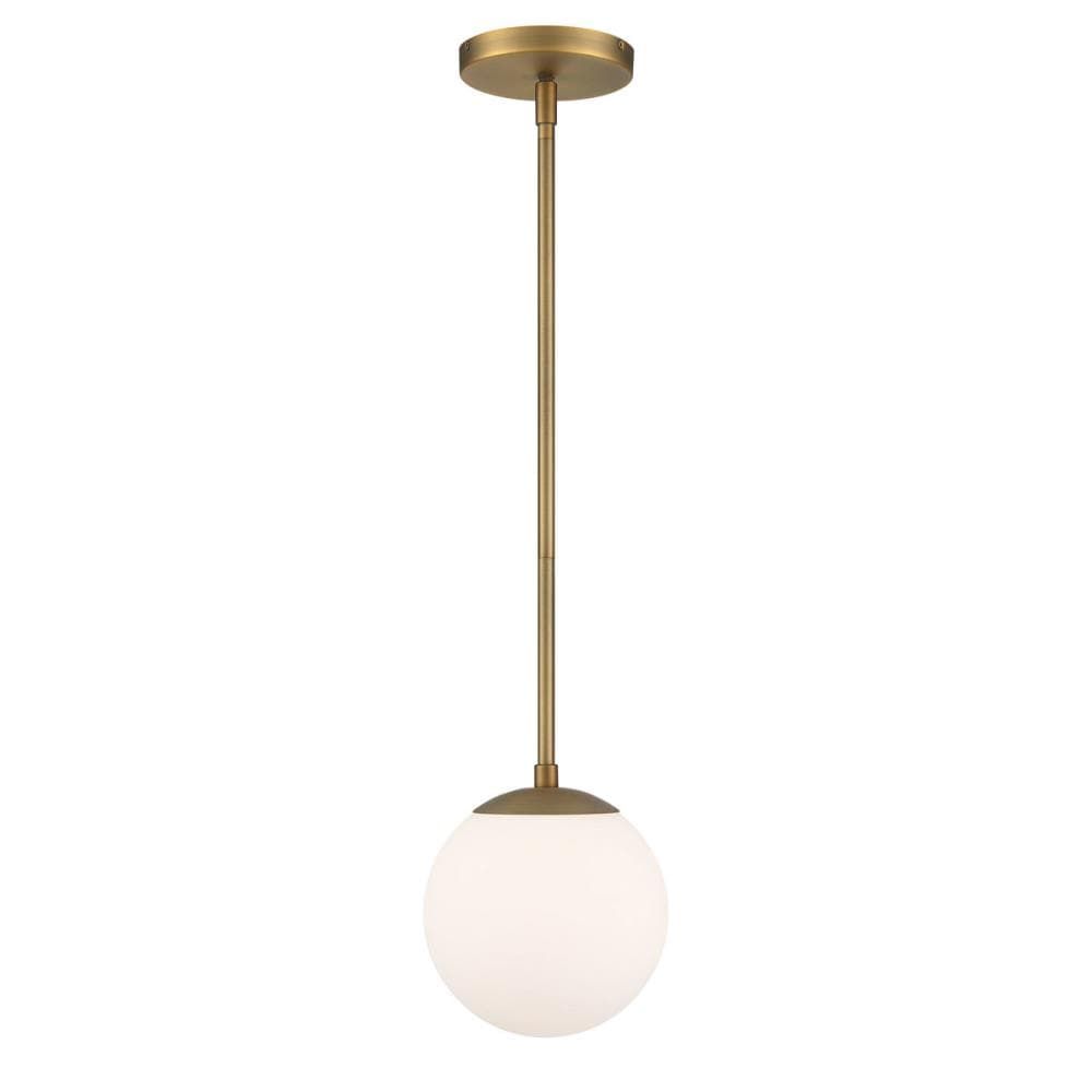 Niveous 7" Globe LED Pendant Light with Aged Brass and Chrome