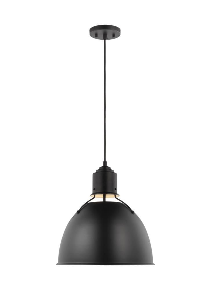 Huey 15'' Midnight Black Glass & Brass LED Pendant Light
