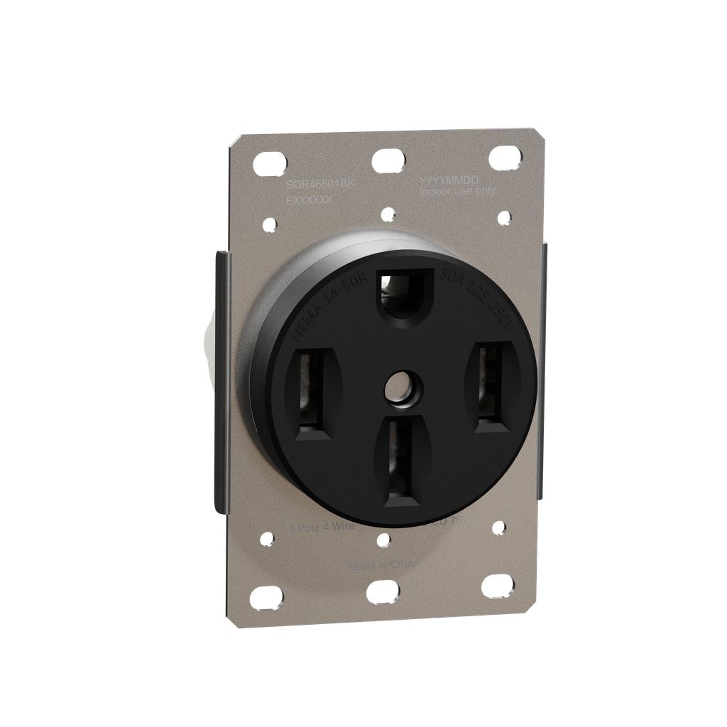 X Series Black 50 Amp Tamper Resistant Power Outlet