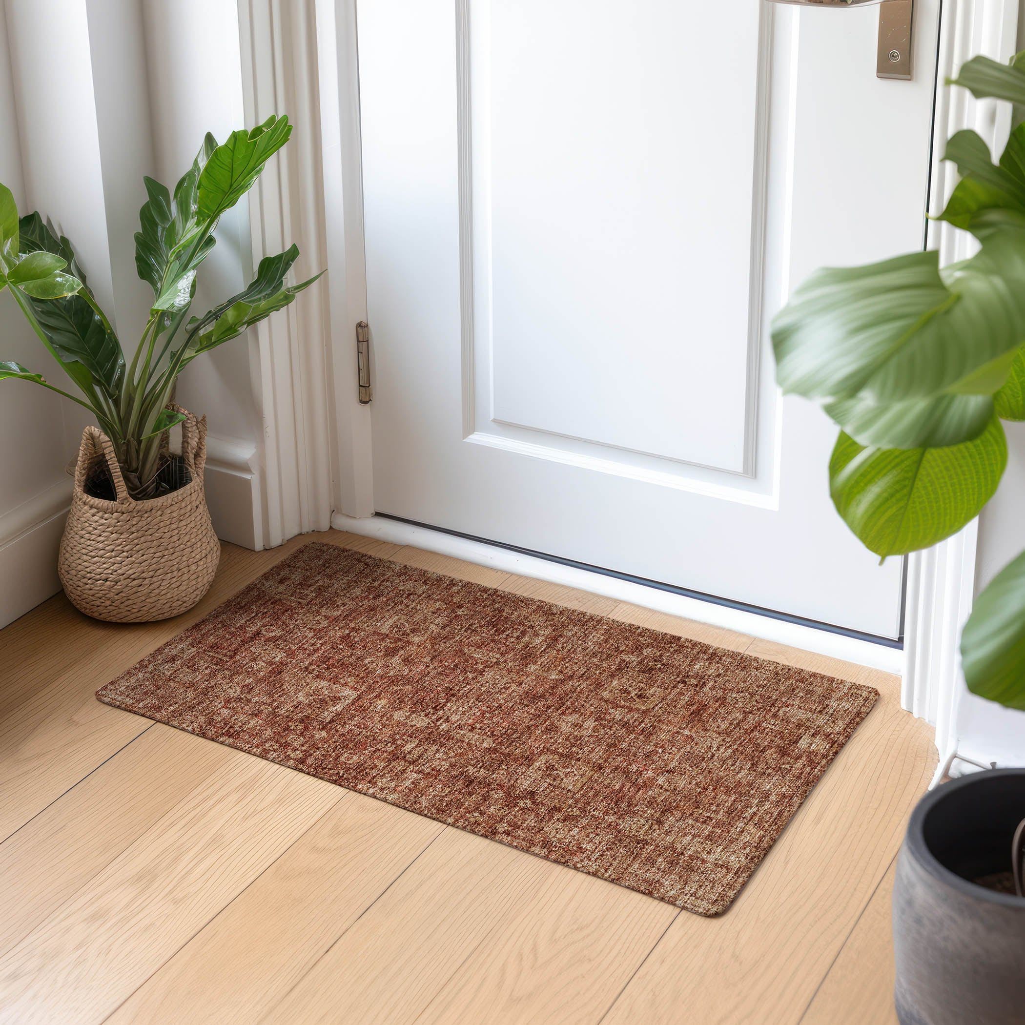 Paprika Rectangular Synthetic Flat Woven Rug 1'8" x 2'6"