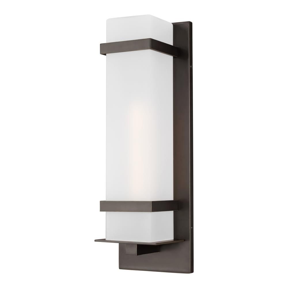 Alban Antique Bronze Dimmable LED Sconce with Etched Opal Glass Shade