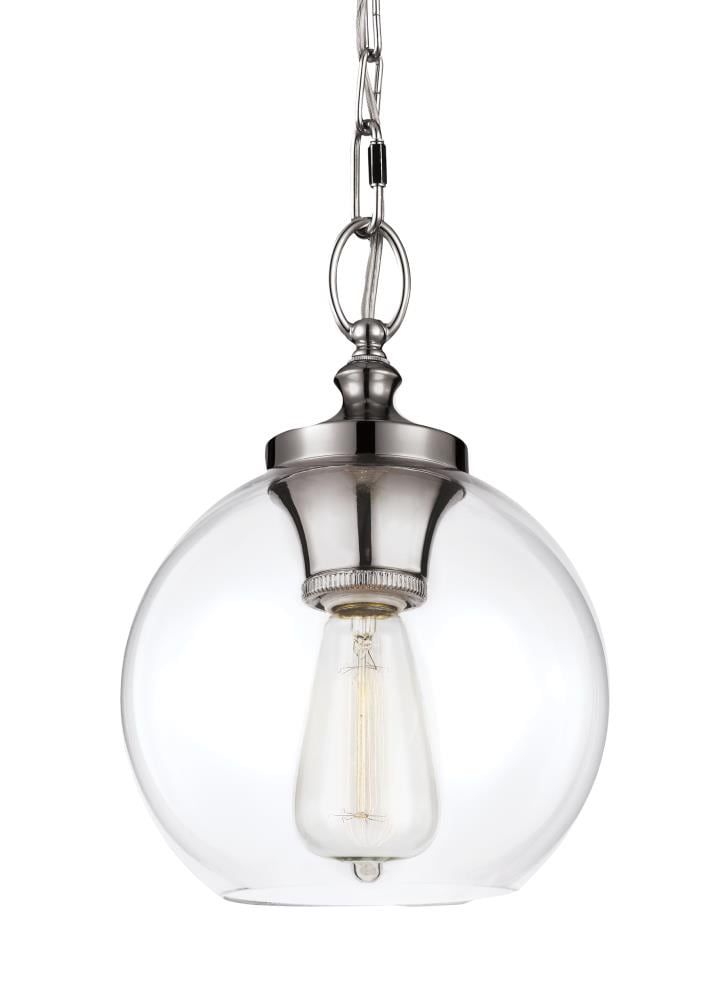 Polished Nickel Mini Globe Pendant with Clear Glass Shade