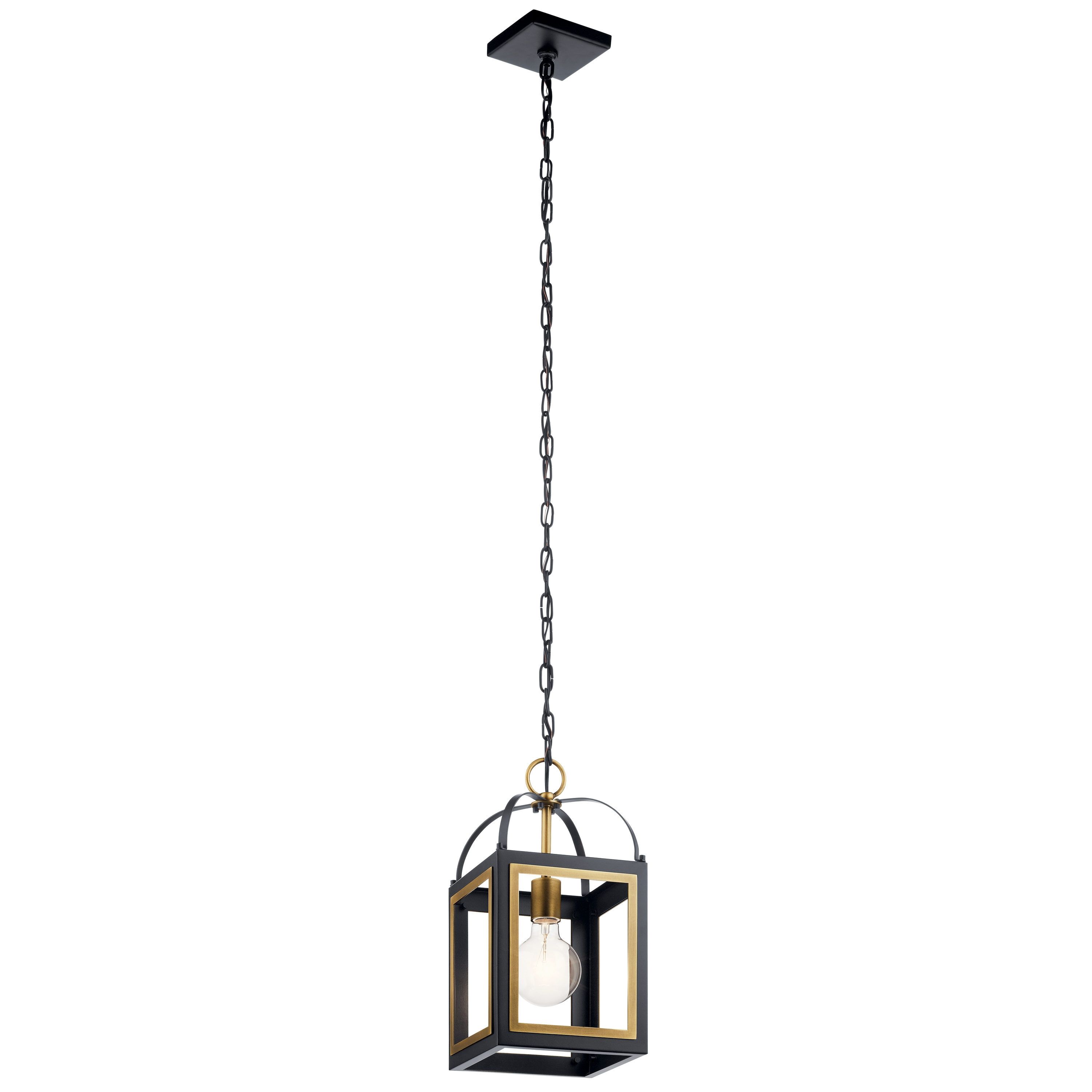 Vath Vintage Black and Natural Brass Glass Pendant Light