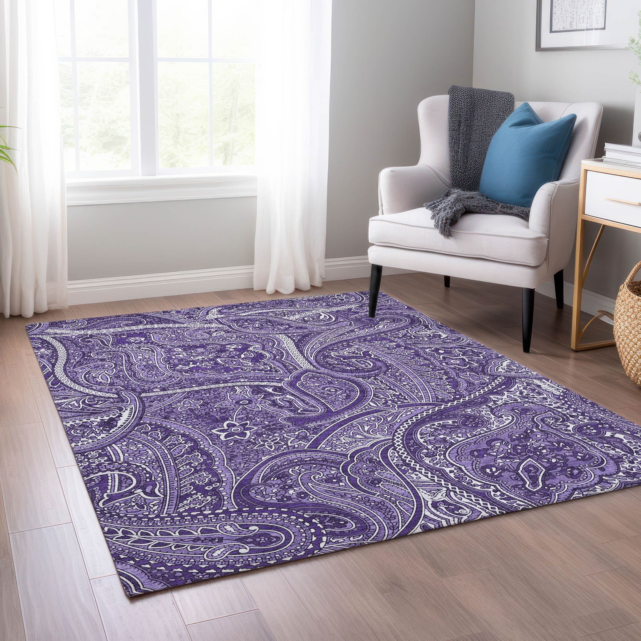 Chantille Purple Paisley 8' x 10' Indoor Outdoor Area Rug