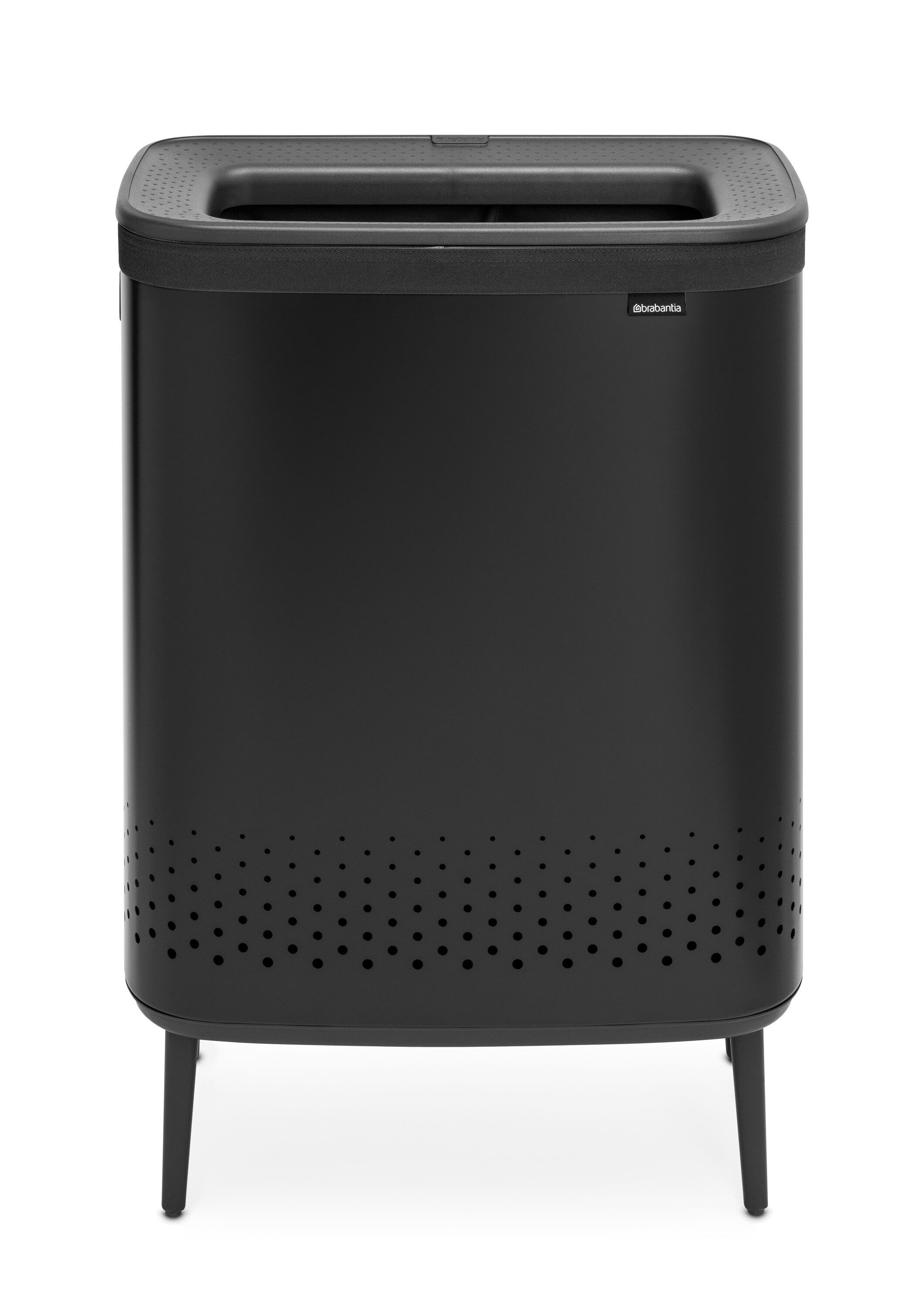 Black Steel Upright Hamper with Lid and Ventilation Holes