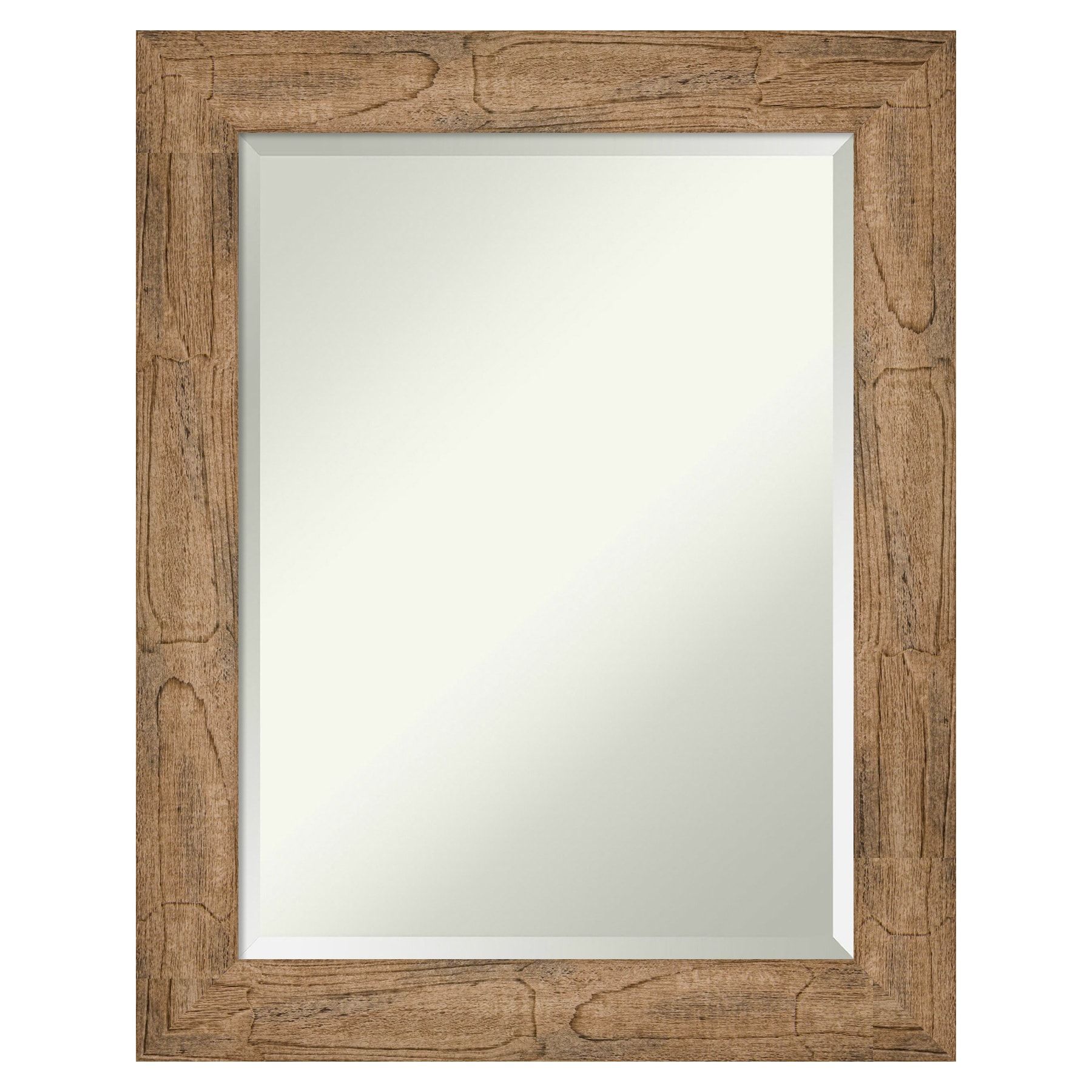 Owl Brown Beveled Wood Framed Bathroom Wall Mirror