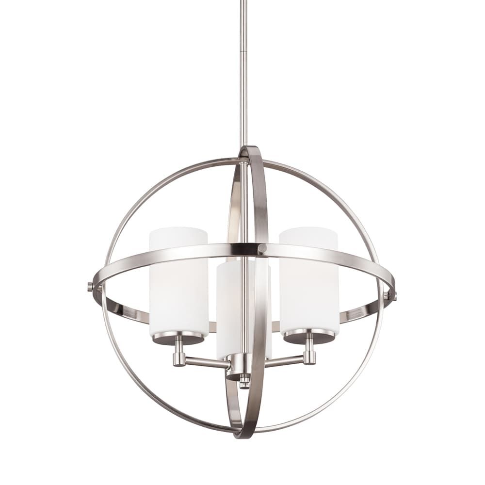 Alturas Brushed Nickel 3-Light Chandelier with Etched Glass