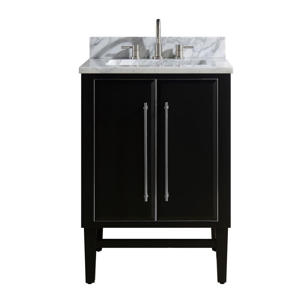Mason 25" Black Solid Wood Vanity with Carrara Marble Top