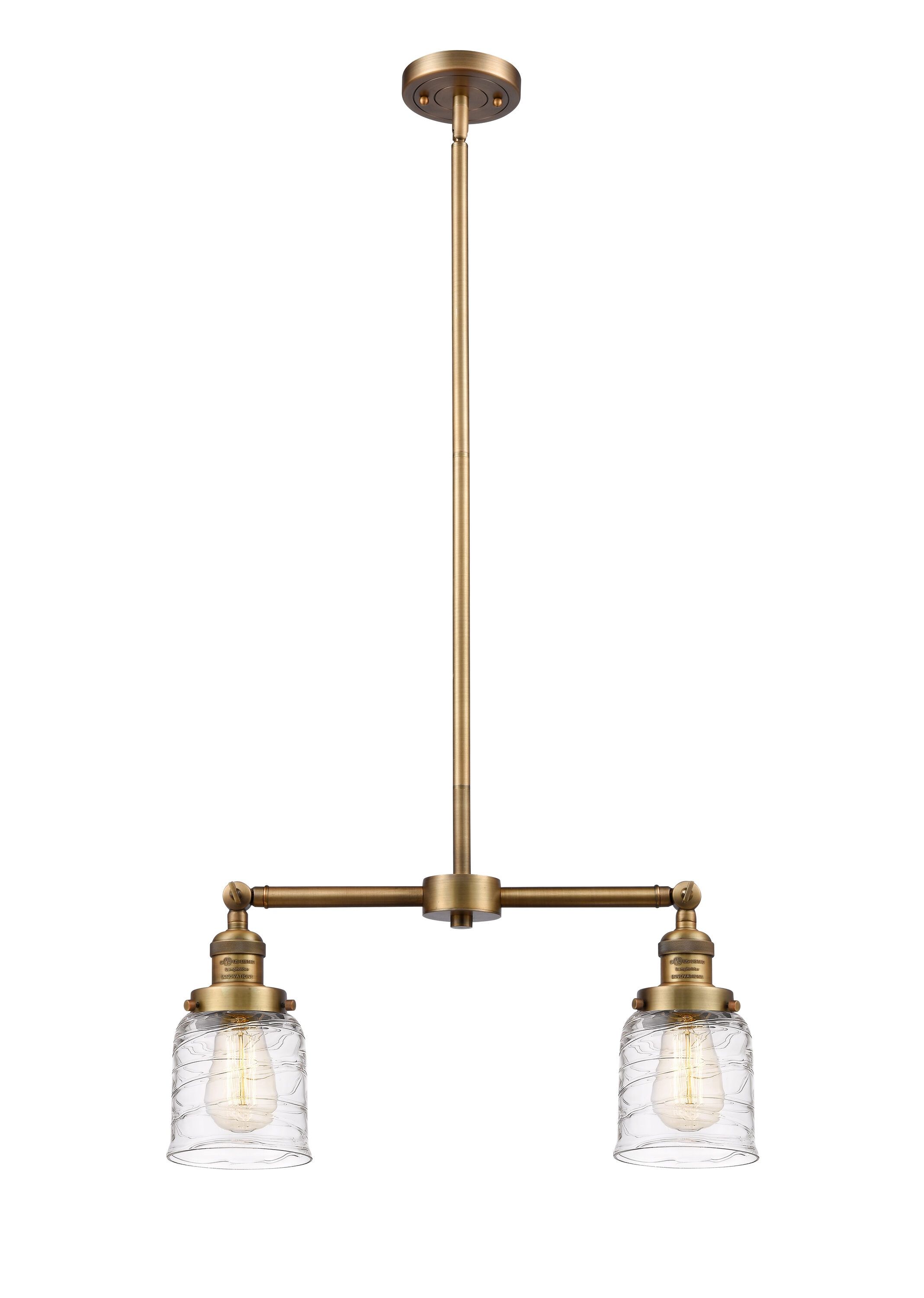 Franklin Restoration 21" Brushed Brass Island Light with Glass Shades