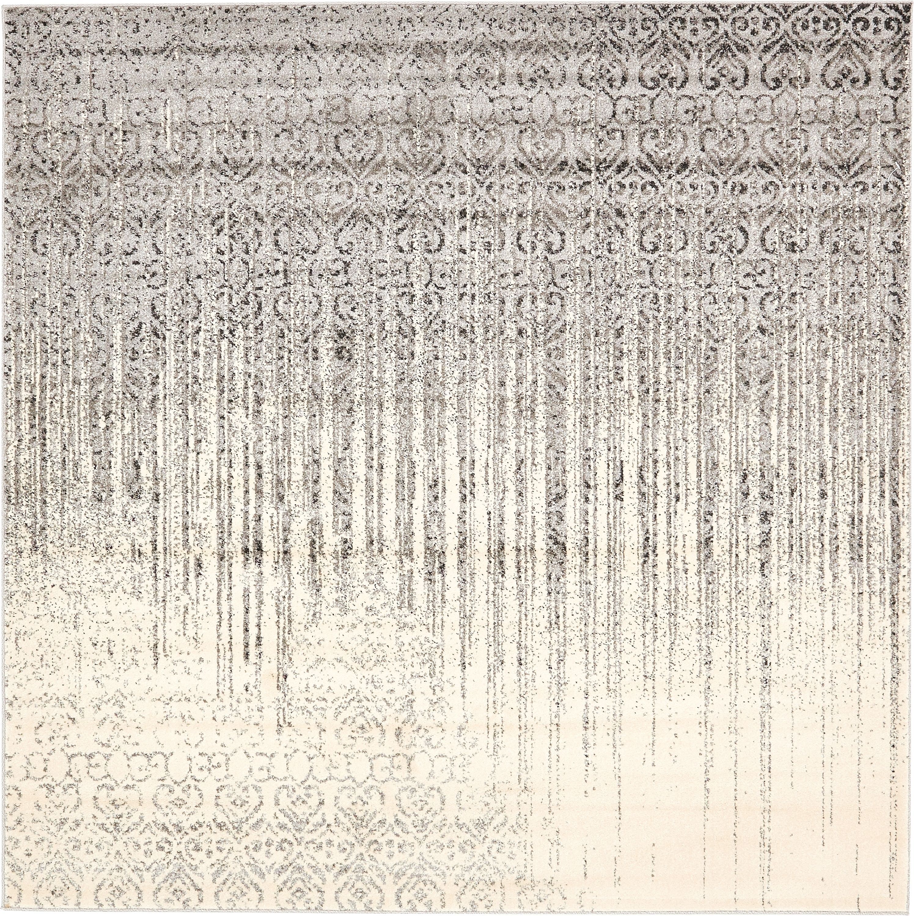 Gray Geometric Tufted Washable Square Area Rug